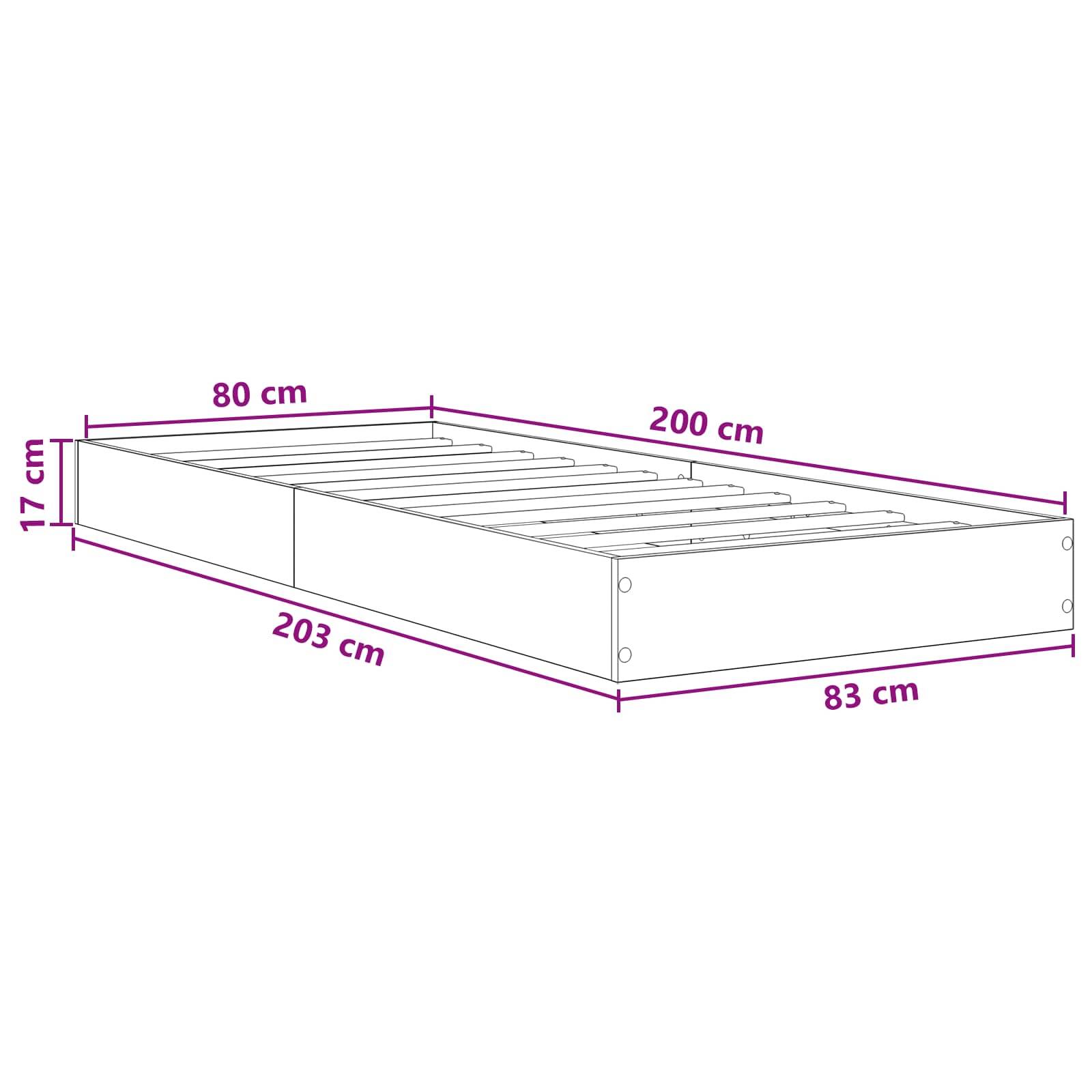 vidaXL Bodenbettgestell Weiß 80 x 200 cm Holzwerkstoff