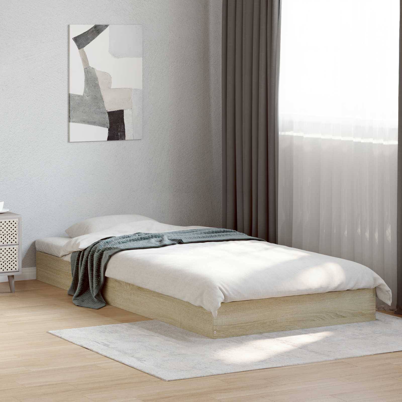 vidaXL Bodenbettgestell Sonoma-Eiche 80 x 200 cm Holzwerkstoff