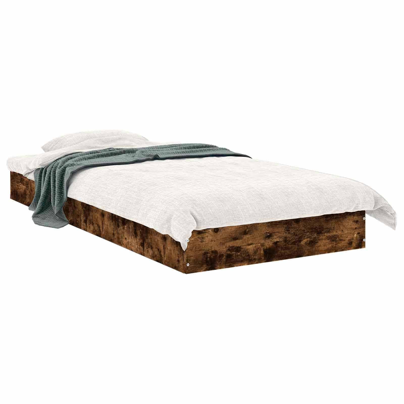vidaXL Bodenbettgestell Geräucherte Eiche 80 x 200 cm Holzwerkstoff