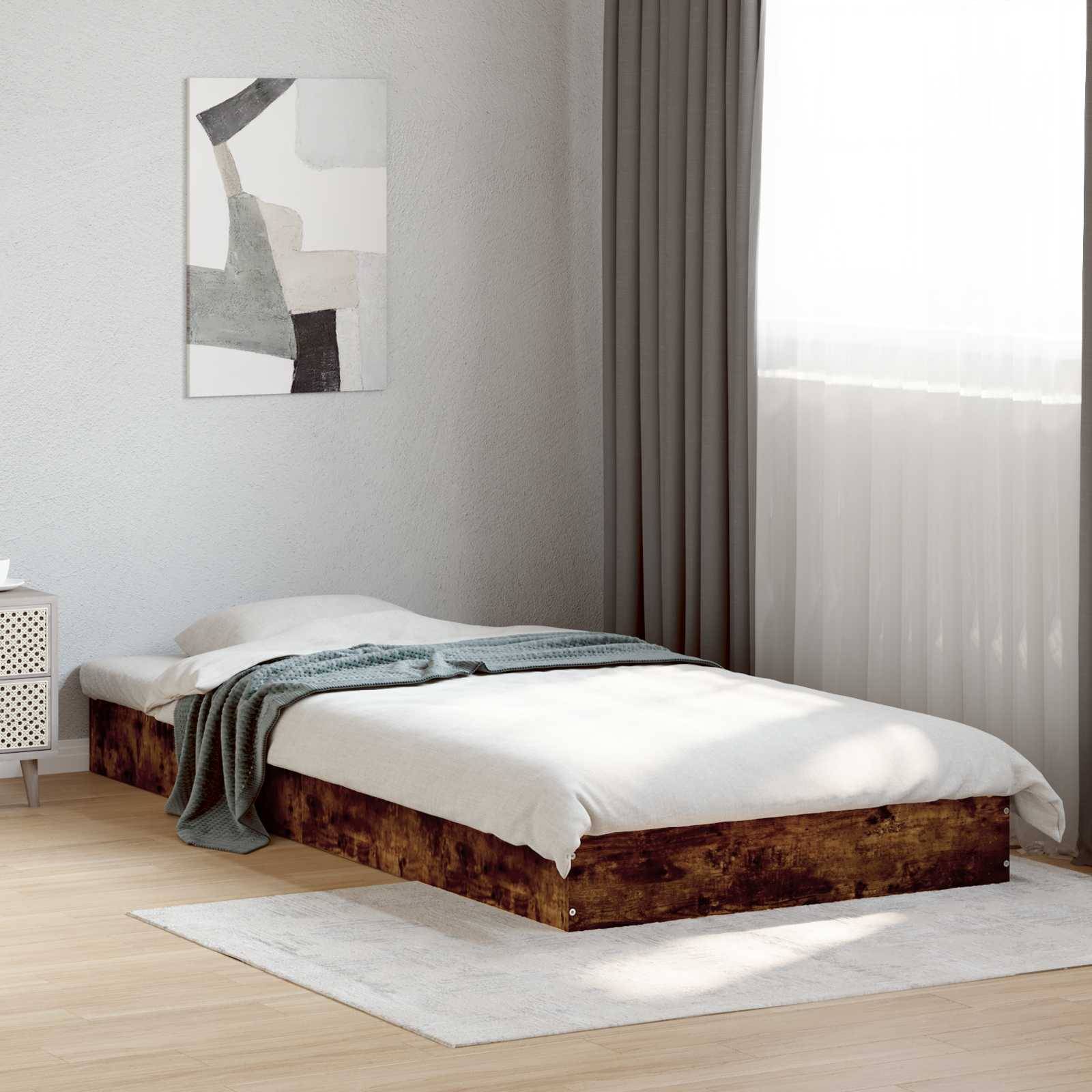 vidaXL Bodenbettgestell Geräucherte Eiche 80 x 200 cm Holzwerkstoff