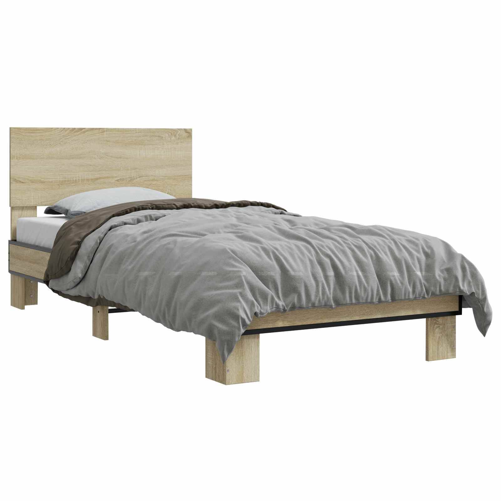vidaXL Bettgestell mit Kopfteil Sonoma-Eiche 80 x 200 cm Holzwerkstoff