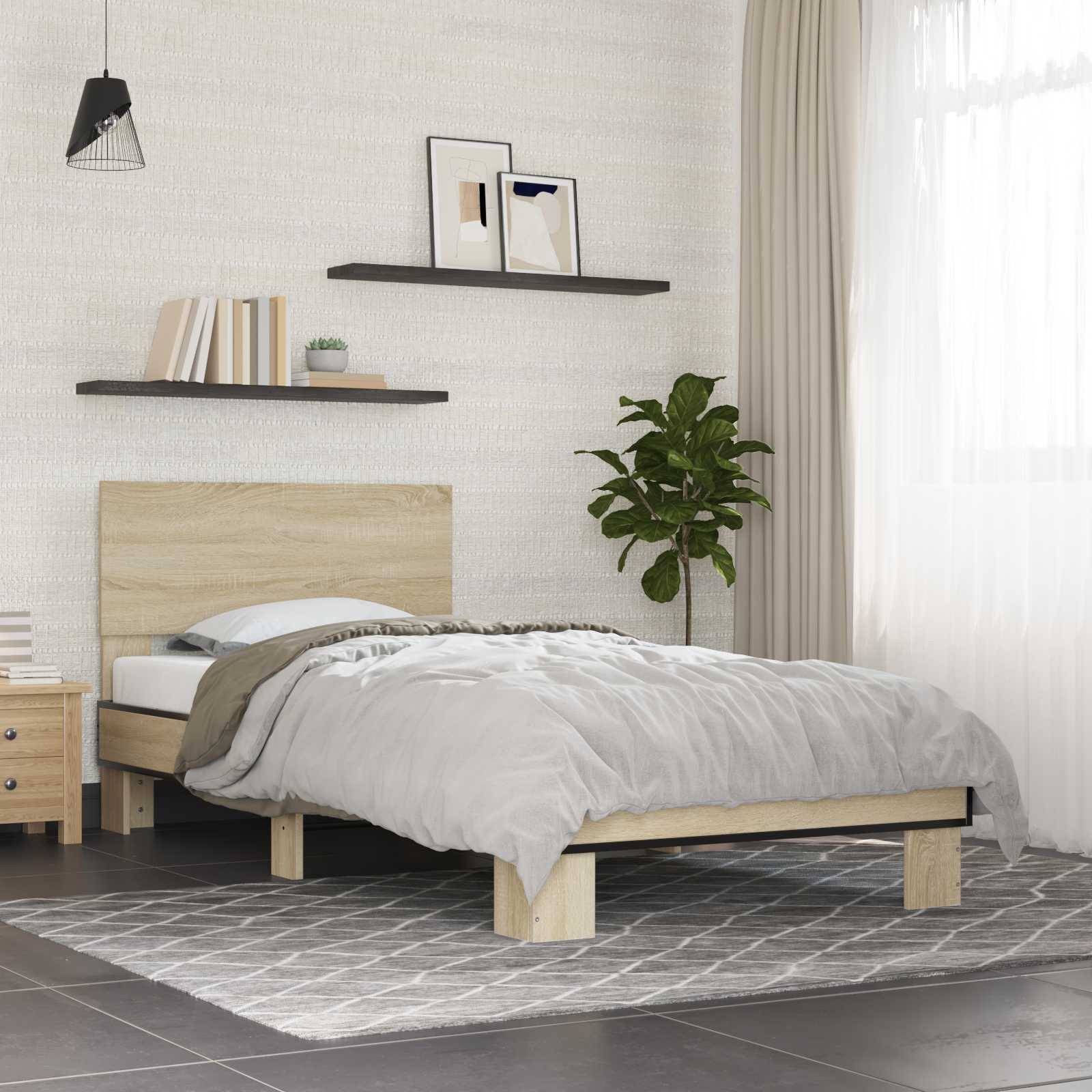 vidaXL Bettgestell mit Kopfteil Sonoma-Eiche 80 x 200 cm Holzwerkstoff