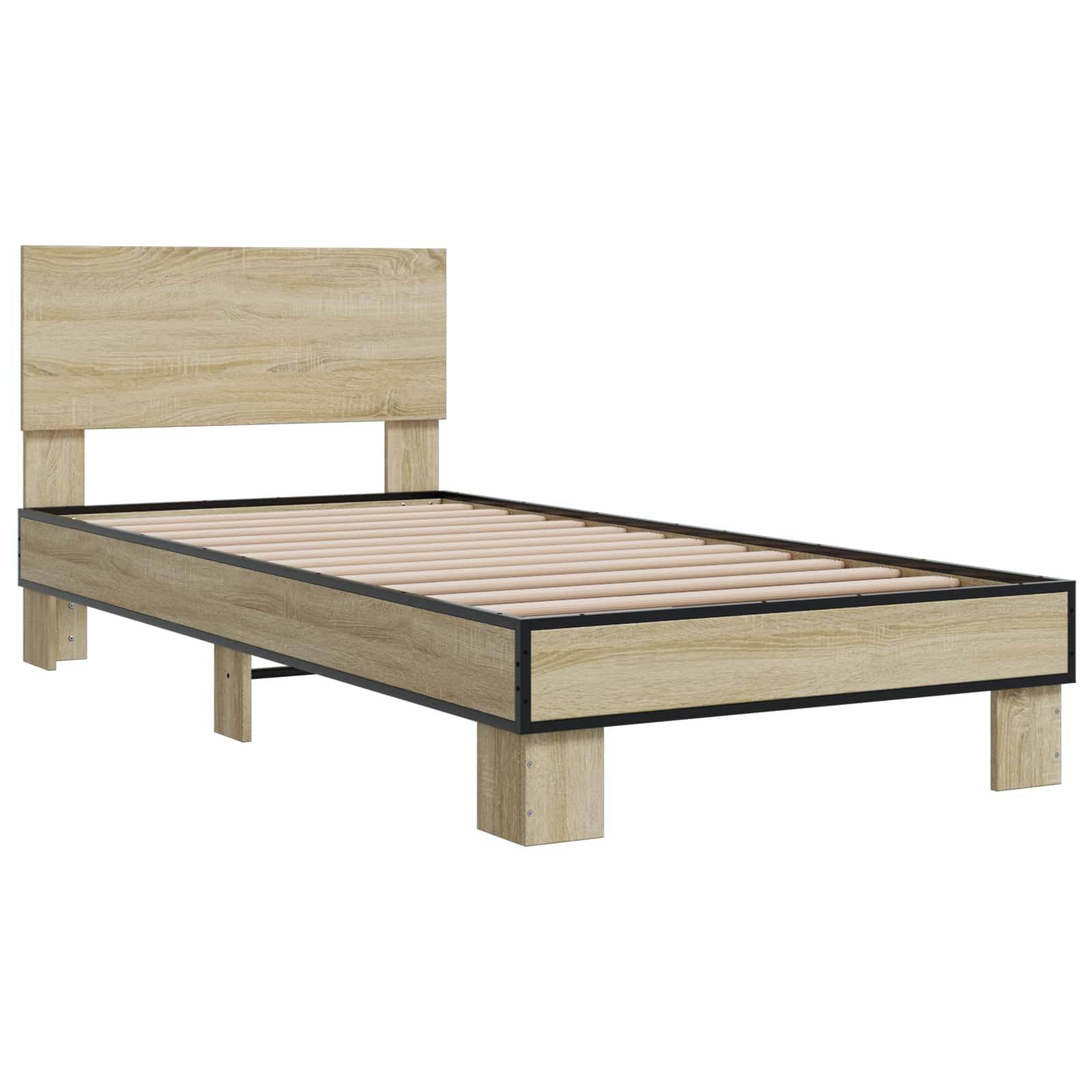 vidaXL Bettgestell mit Kopfteil Sonoma-Eiche 80 x 200 cm Holzwerkstoff