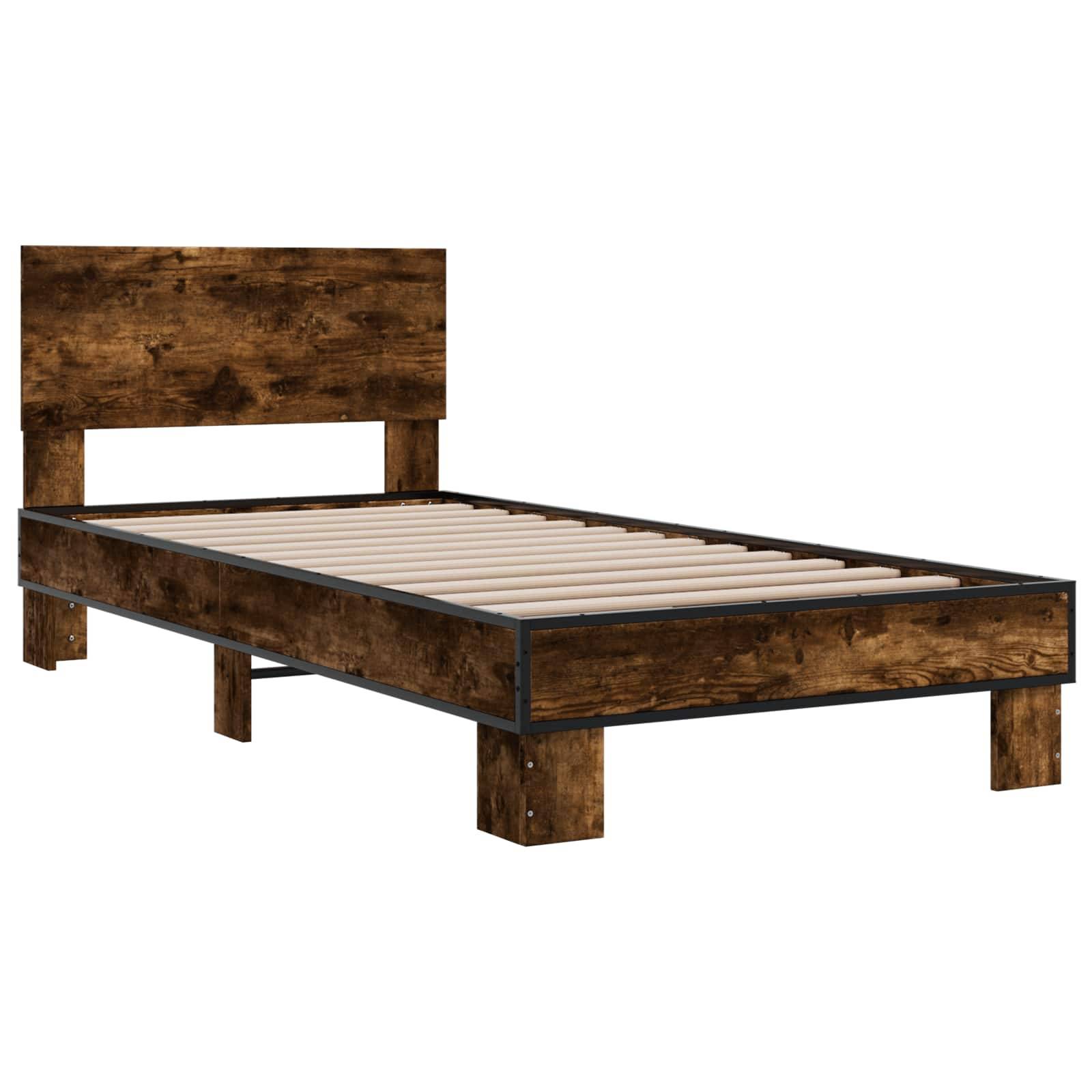 vidaXL Bettgestell mit Kopfteil Geräucherte Eiche 80 x 200 cm