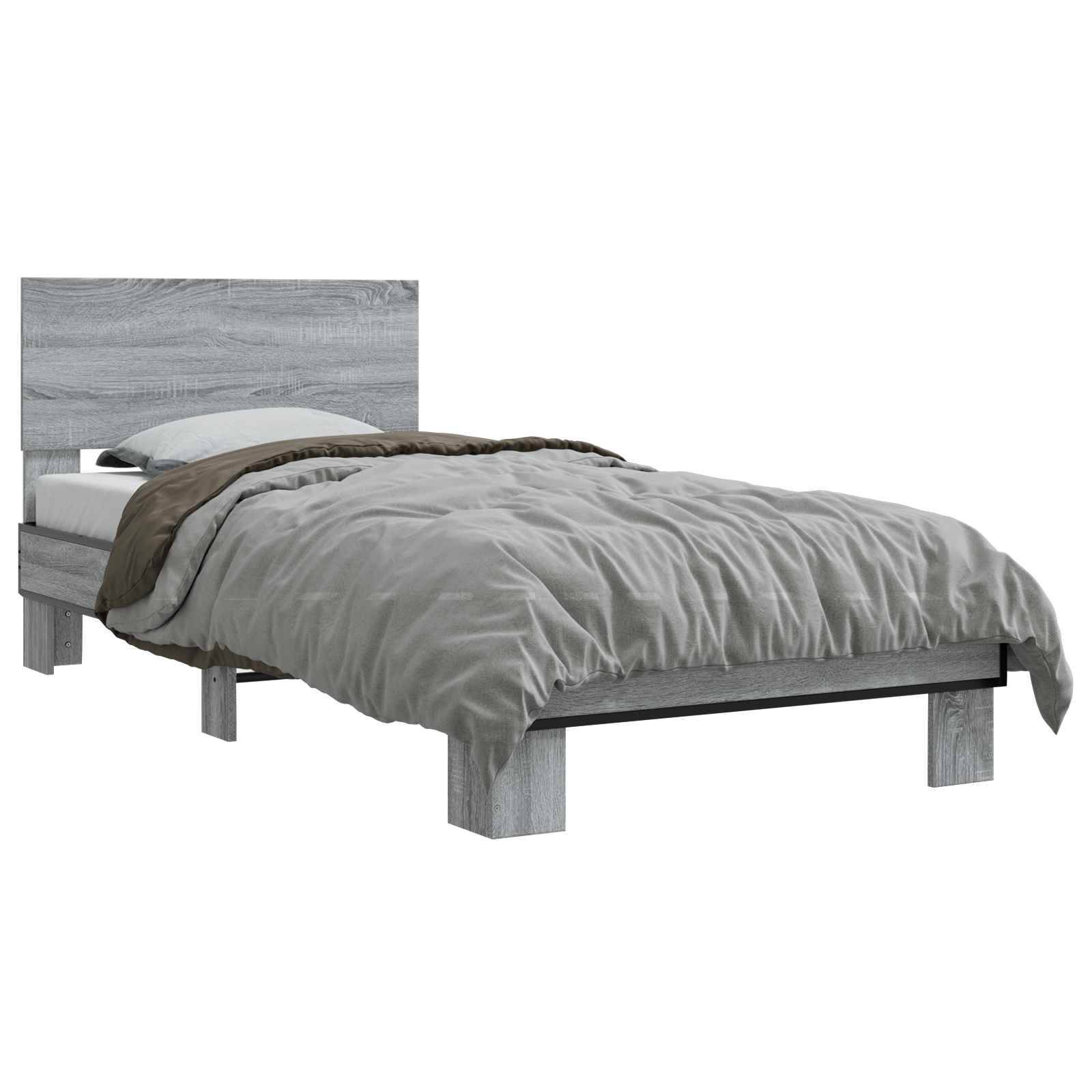 vidaXL Bettgestell mit Kopfteil Grau Sonoma 80 x 200 cm Holzwerkstoff