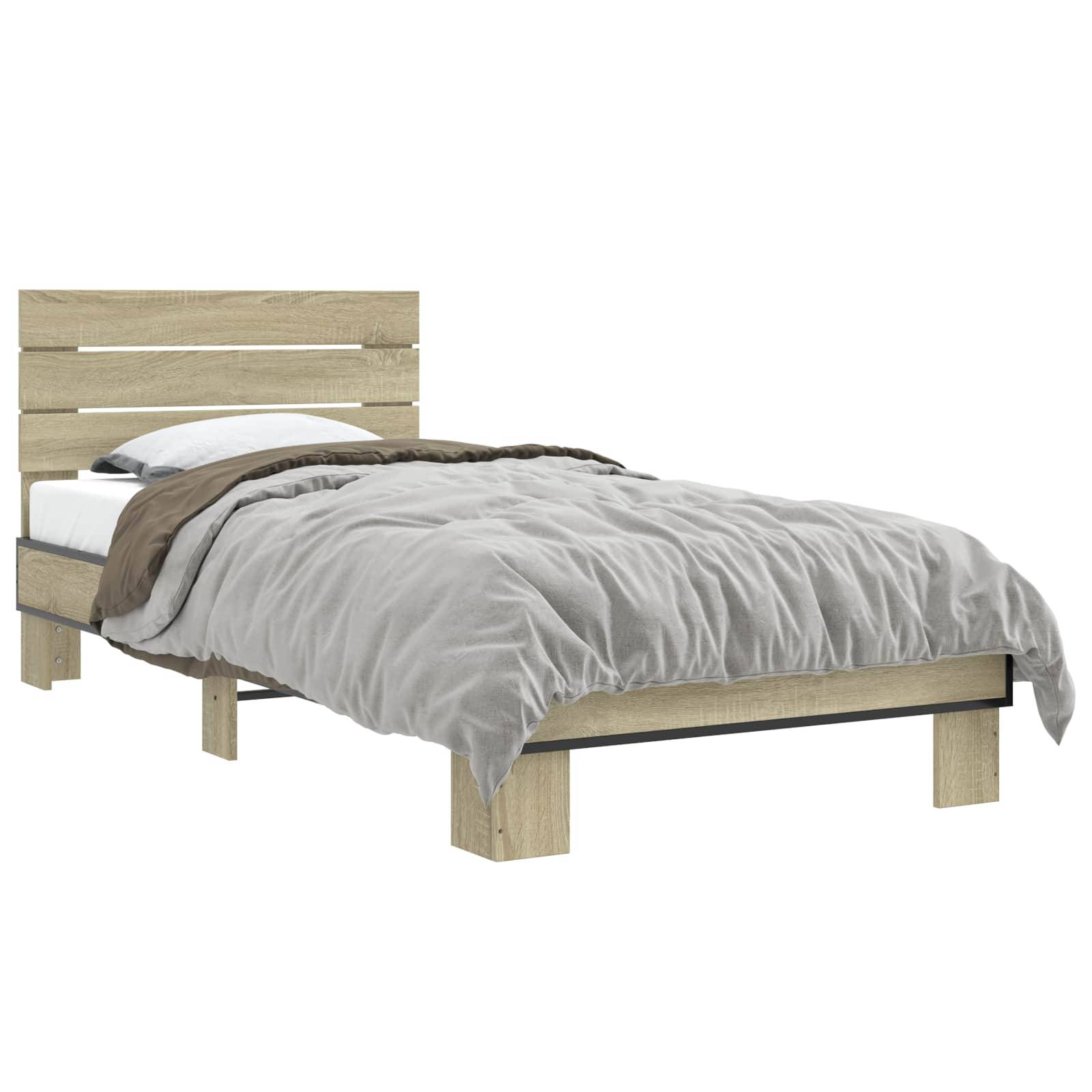 vidaXL Bettgestell mit Kopfteil Sonoma-Eiche 80 x 200 cm Holzwerkstoff