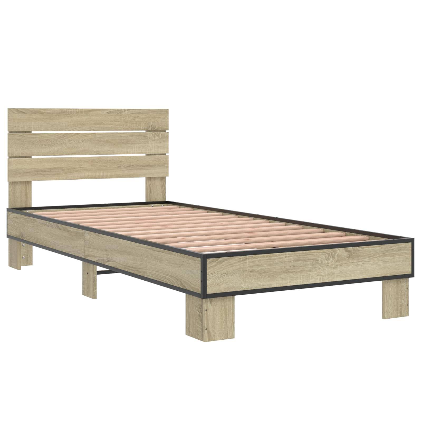 vidaXL Bettgestell mit Kopfteil Sonoma-Eiche 80 x 200 cm Holzwerkstoff