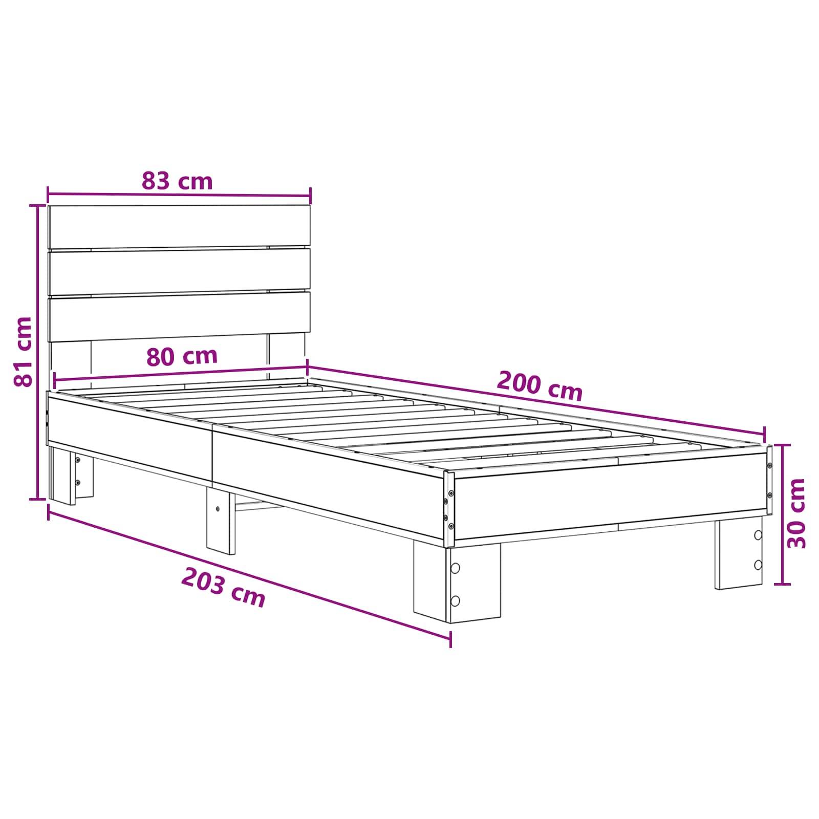 vidaXL Bettgestell mit Kopfteil Artisan-Eiche 80 x 200 cm
