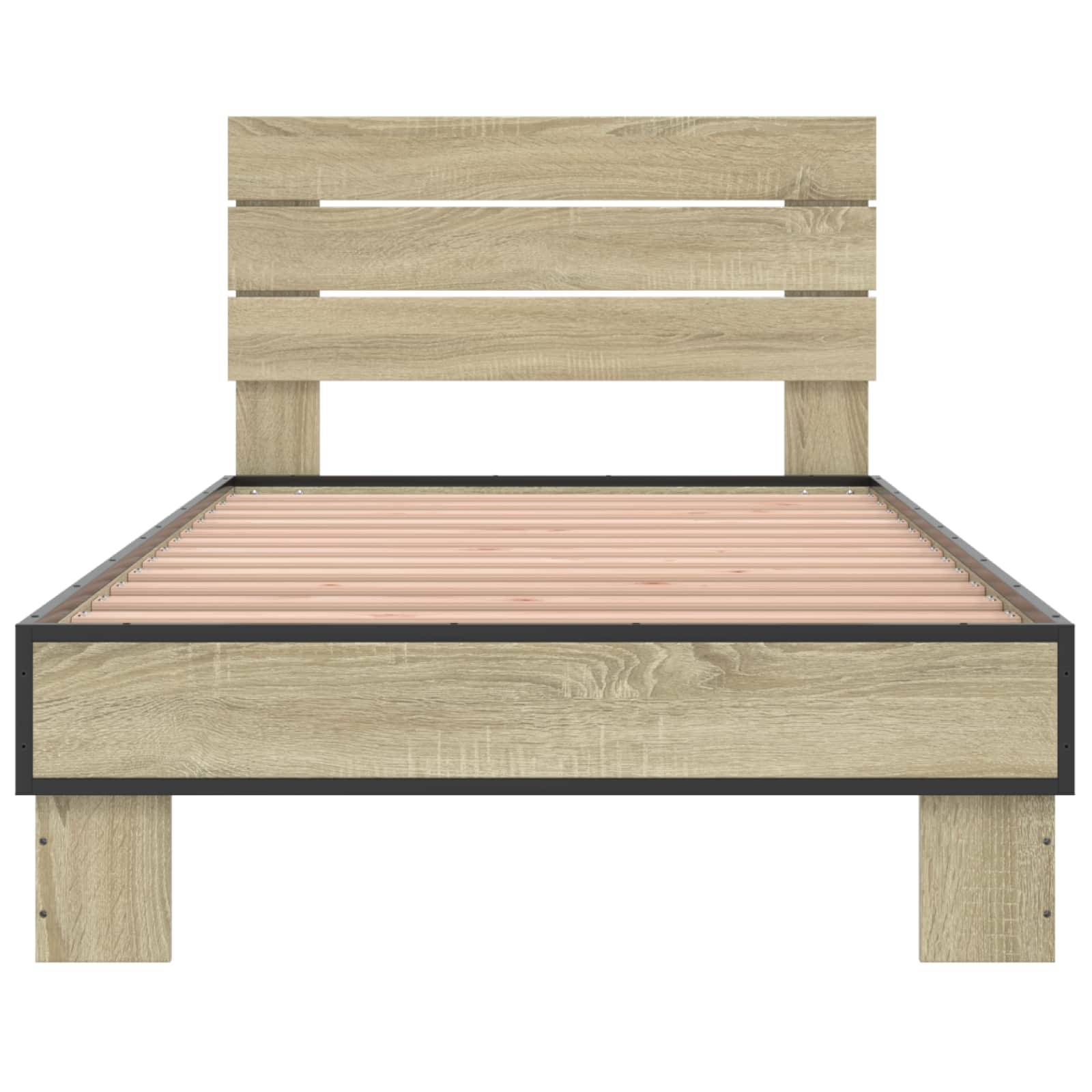 vidaXL Bettgestell mit Kopfteil Sonoma-Eiche 80 x 200 cm Holzwerkstoff