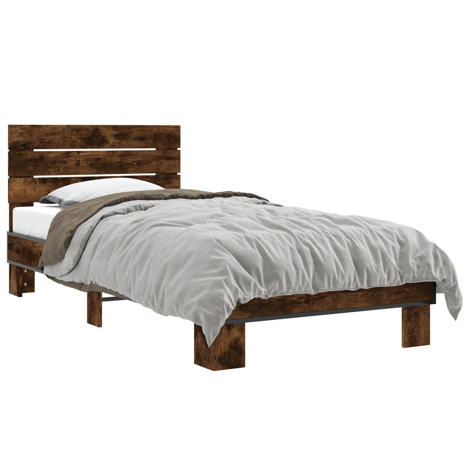vidaXL Bettgestell mit Kopfteil Geräucherte Eiche 80 x 200 cm