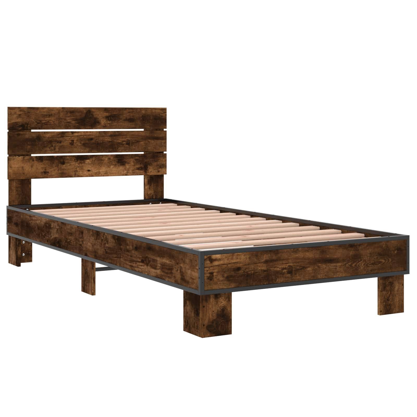 vidaXL Bettgestell mit Kopfteil Geräucherte Eiche 80 x 200 cm