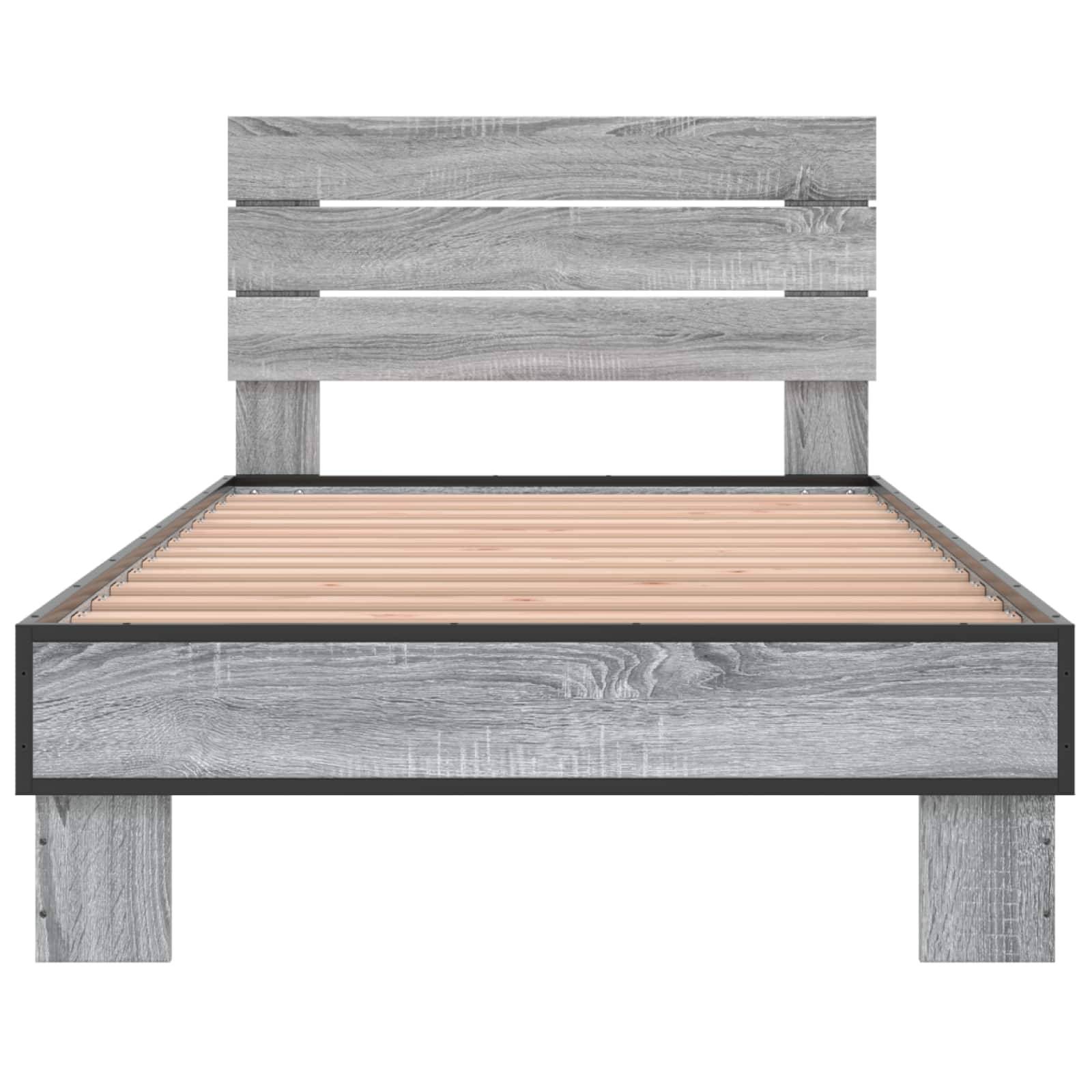 vidaXL Bettgestell mit Kopfteil Grau Sonoma 80 x 200 cm Holzwerkstoff