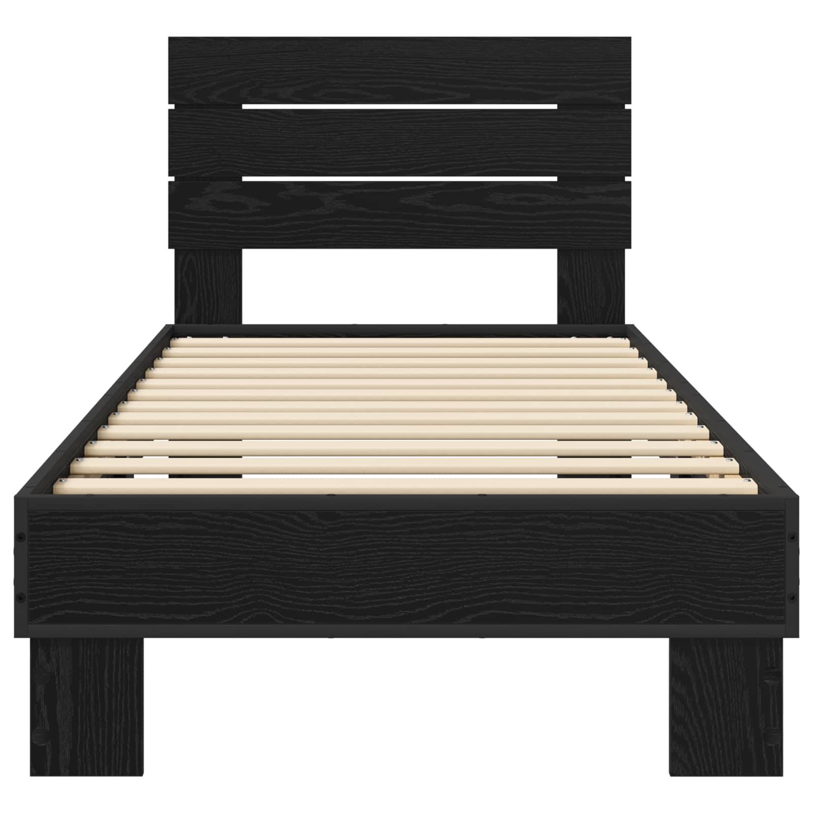vidaXL Bettgestell mit Kopfteil Schwarze Eiche 80 x 200 cm