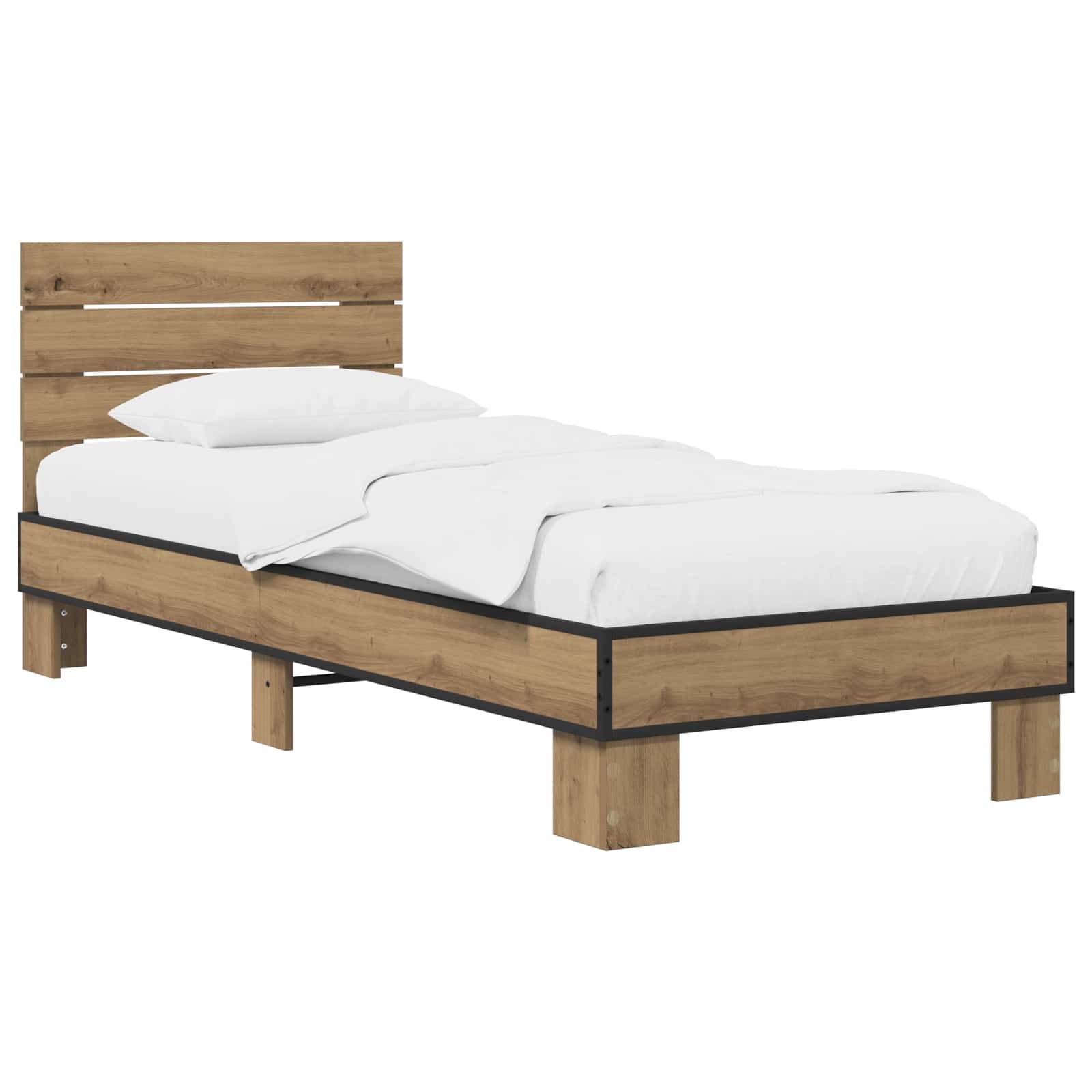 vidaXL Bettgestell mit Kopfteil Artisan-Eiche 80 x 200 cm