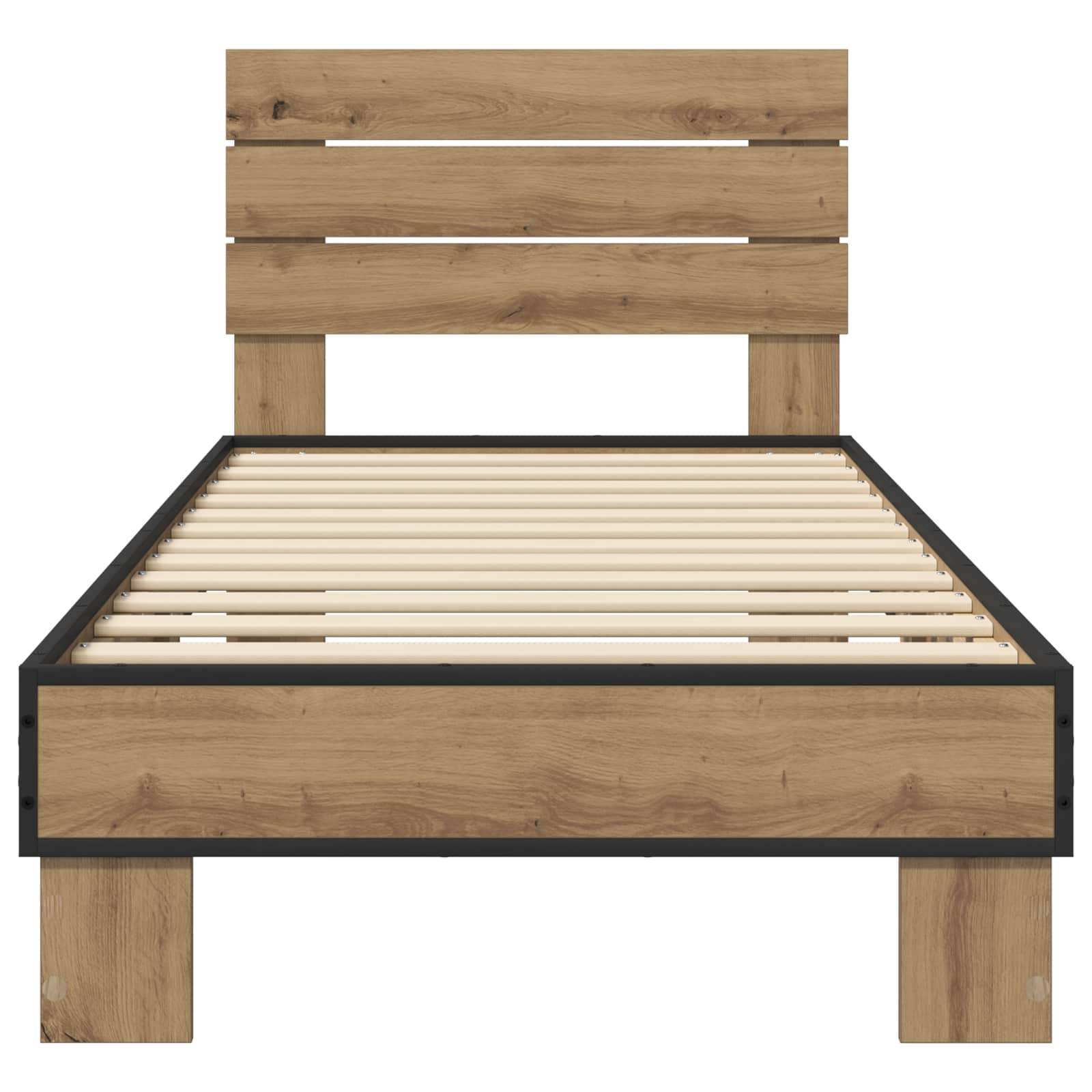 vidaXL Bettgestell mit Kopfteil Artisan-Eiche 80 x 200 cm