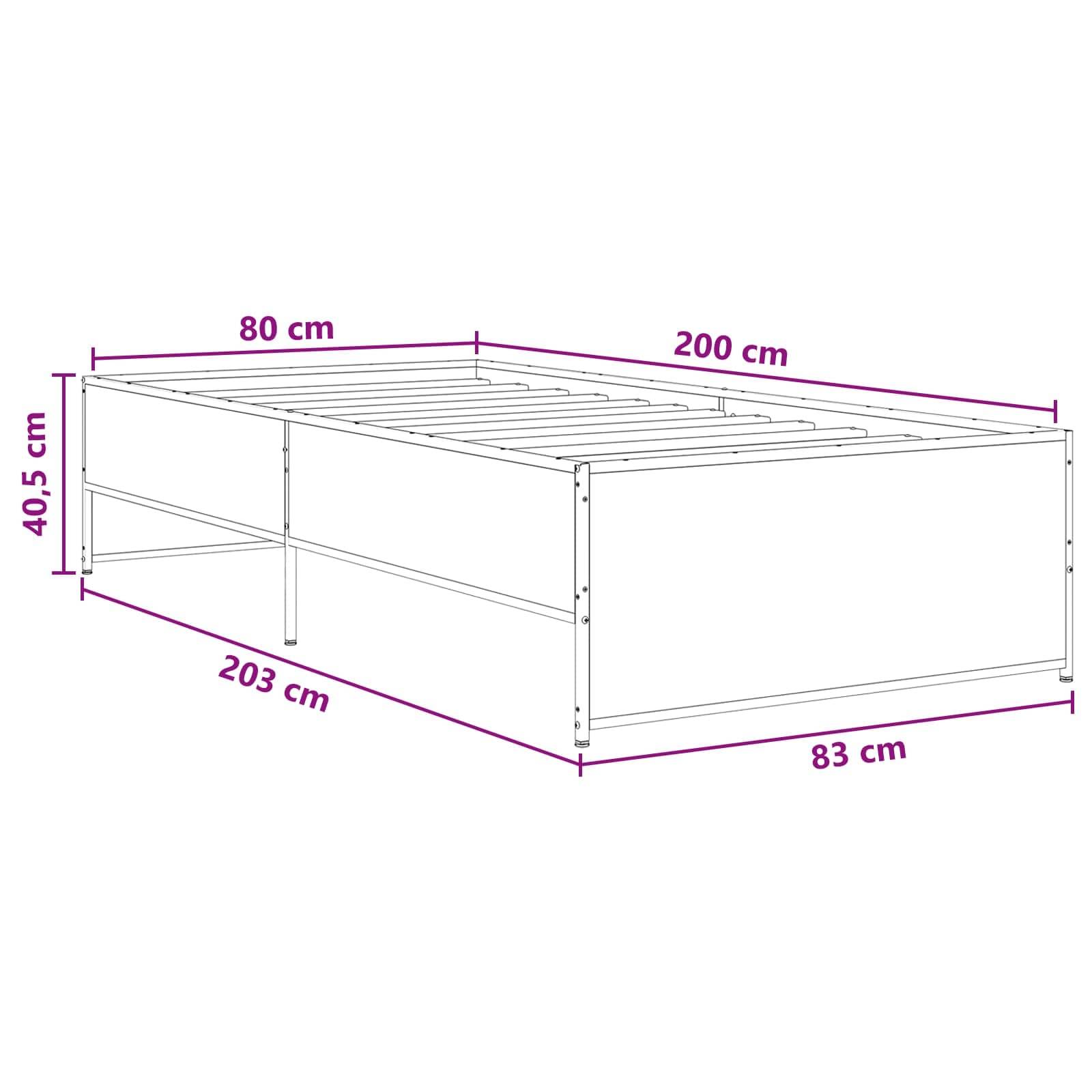 vidaXL Bettrahmen Artisan-Eiche 80 x 200 cm Holzwerkstoff