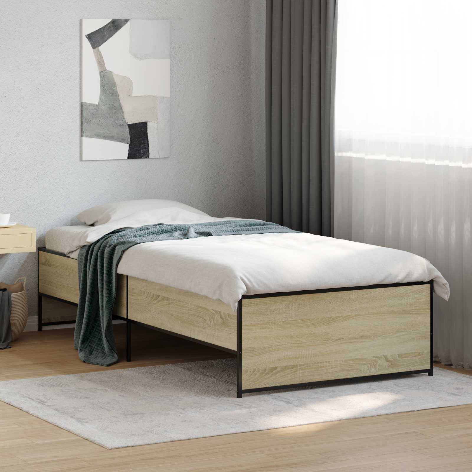 vidaXL Bettrahmen Sonoma-Eiche 80 x 200 cm Holzwerkstoff