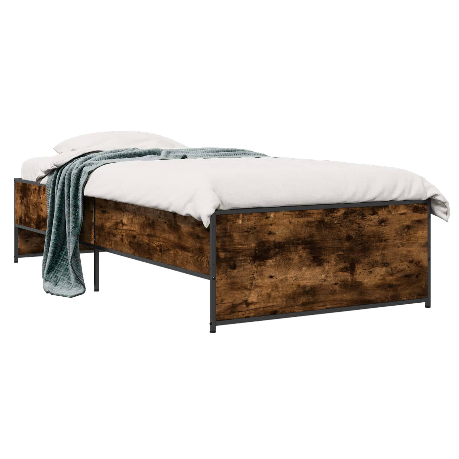 vidaXL Bettrahmen Geräucherte Eiche 80 x 200 cm Holzwerkstoff
