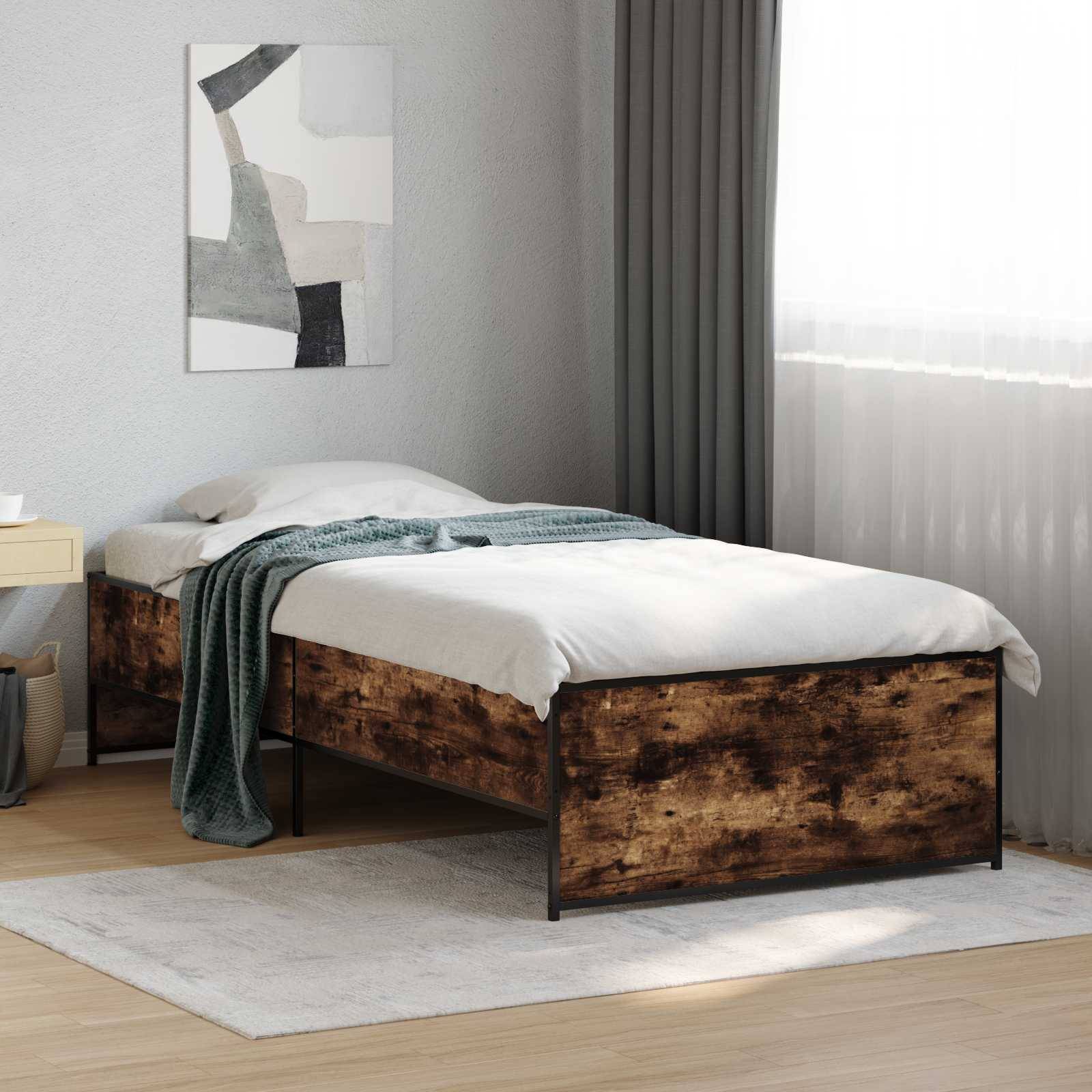 vidaXL Bettrahmen Geräucherte Eiche 80 x 200 cm Holzwerkstoff