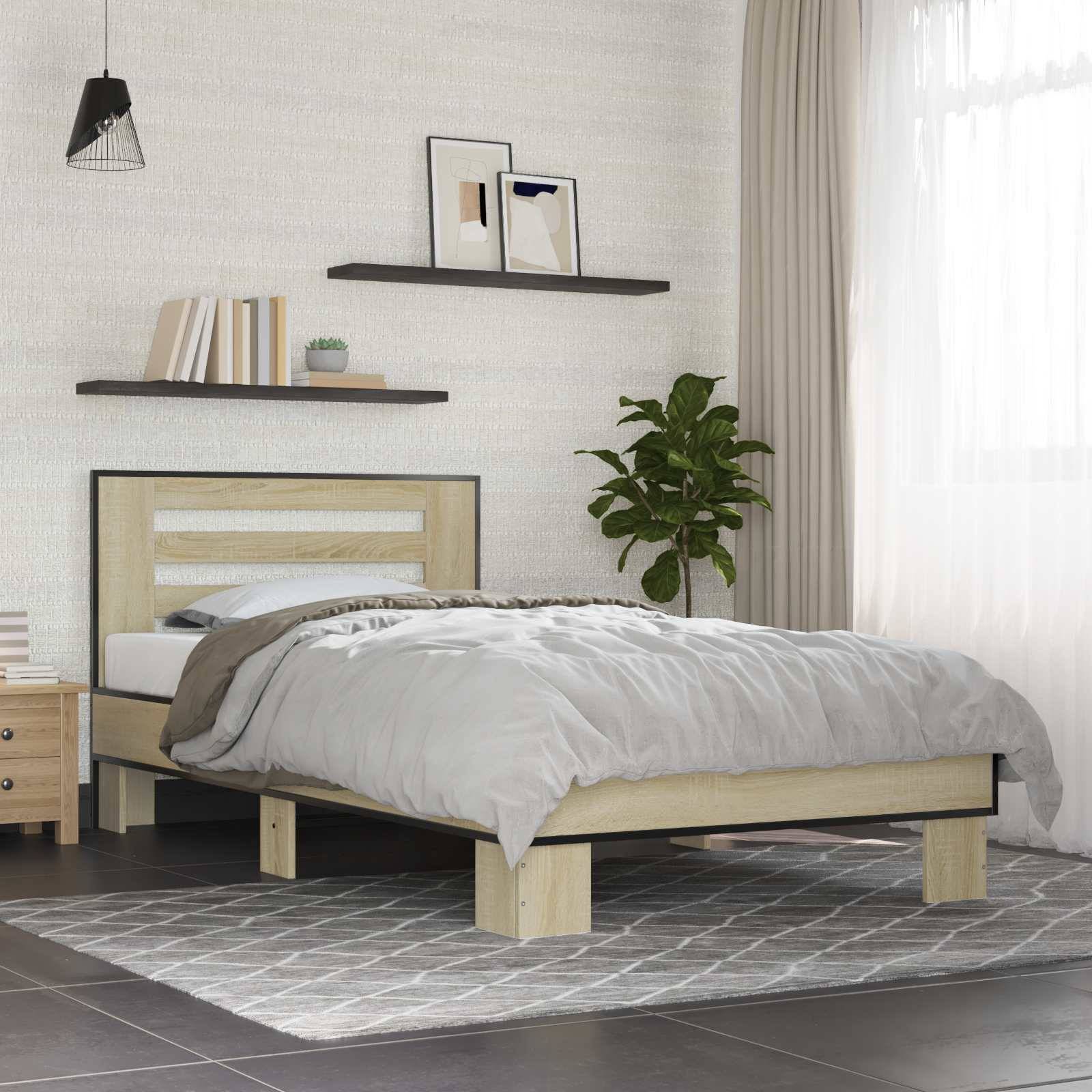 vidaXL Bettgestell mit Kopfteil Sonoma-Eiche 80 x 200 cm Holzwerkstoff
