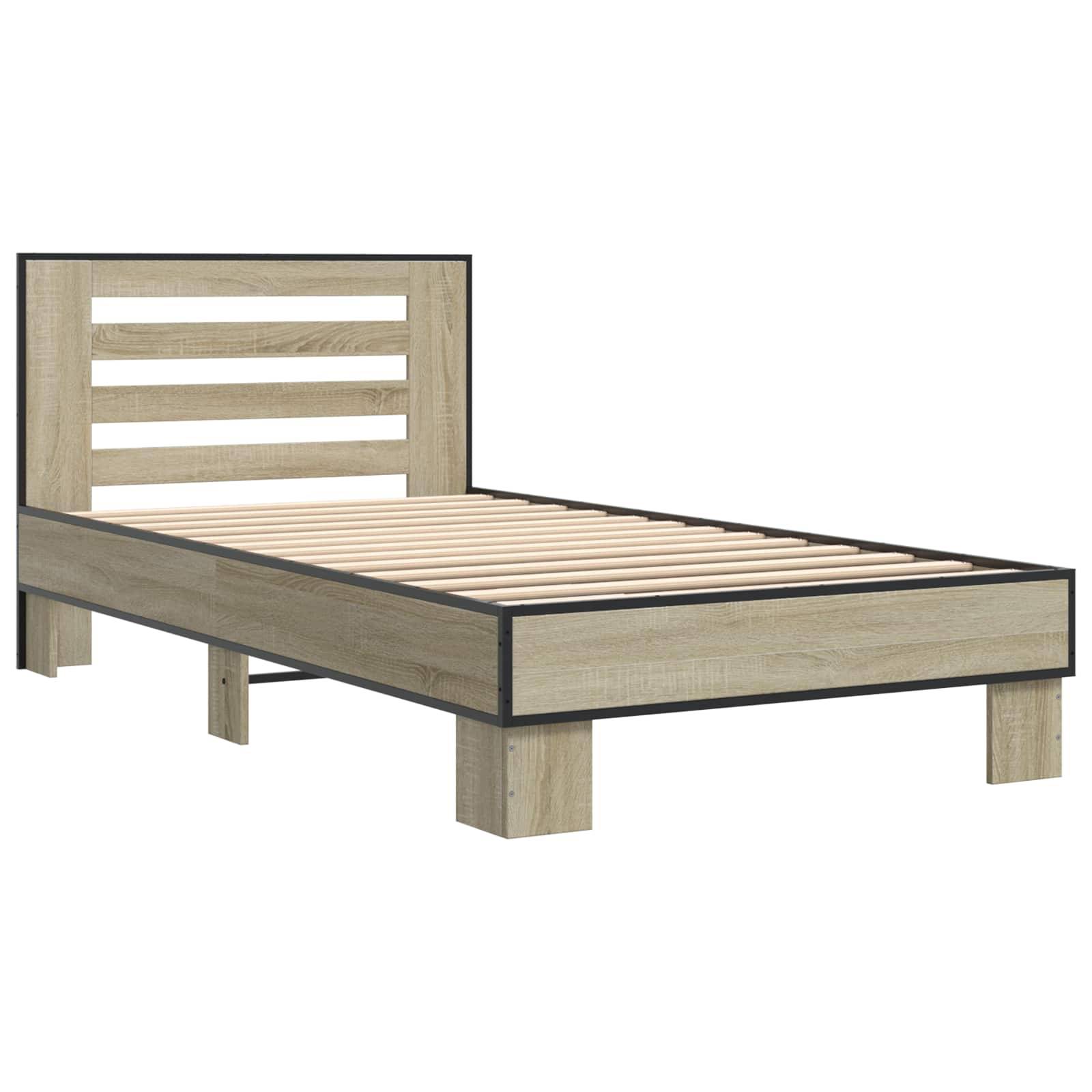 vidaXL Bettgestell mit Kopfteil Sonoma-Eiche 80 x 200 cm Holzwerkstoff
