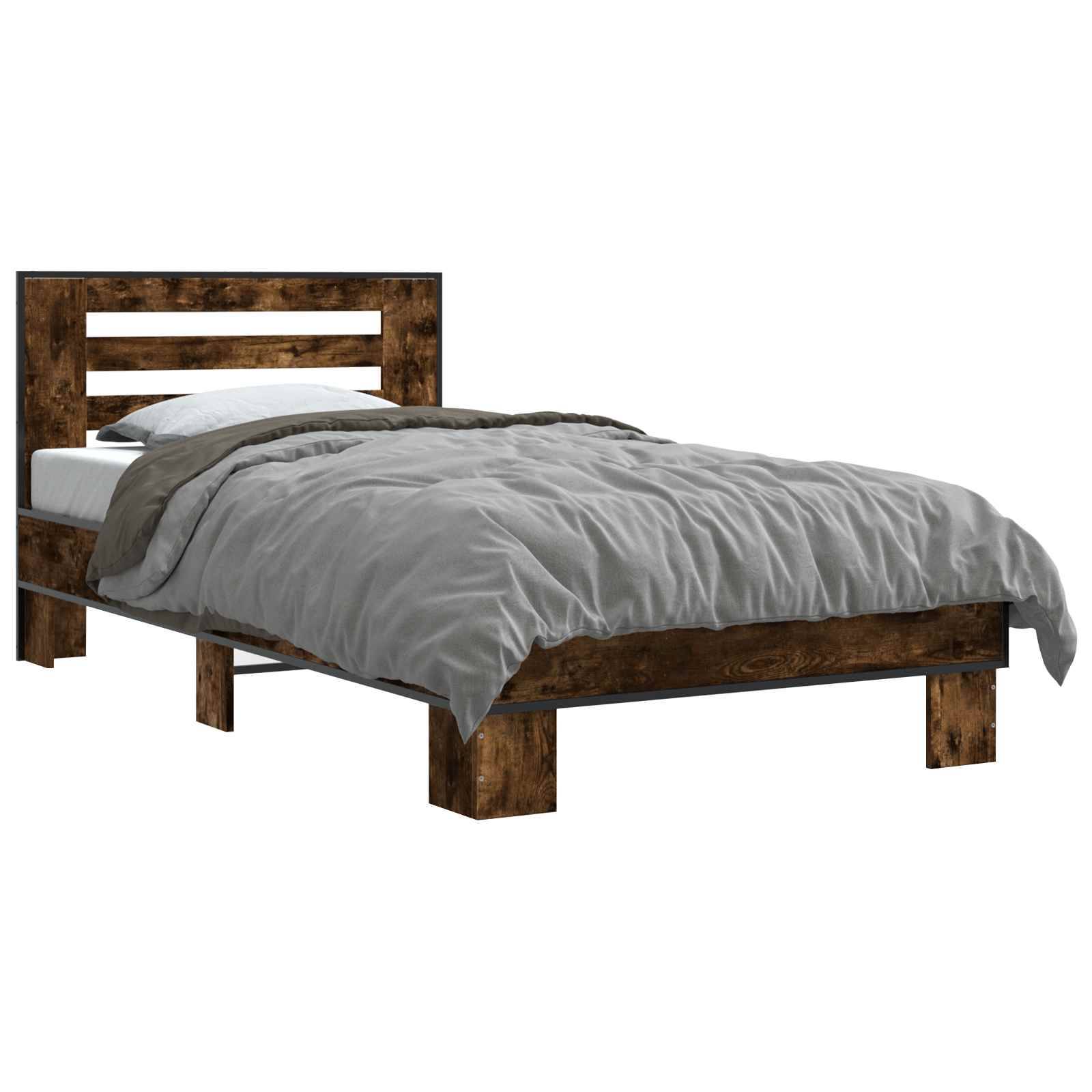 vidaXL Bettgestell mit Kopfteil Geräucherte Eiche 80 x 200 cm