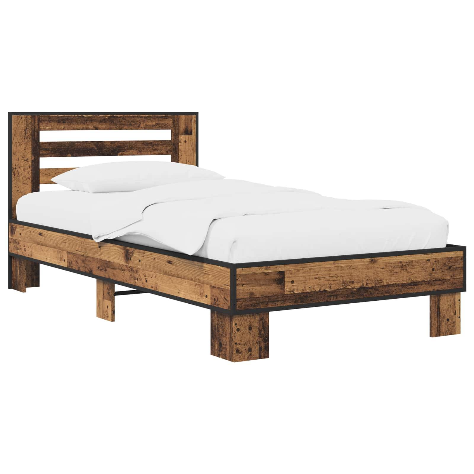 vidaXL Bettgestell mit Kopfteil Altholz 80 x 200 cm Holzwerkstoff