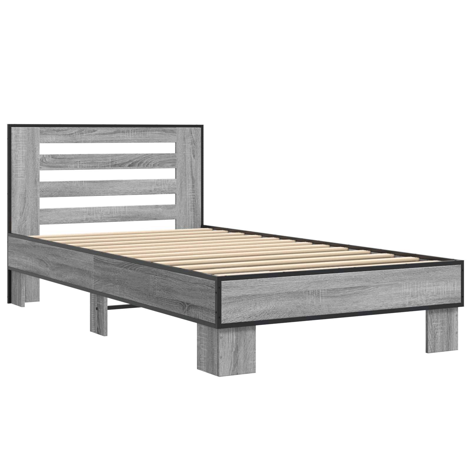 vidaXL Bettgestell mit Kopfteil Grau Sonoma 80 x 200 cm Holzwerkstoff