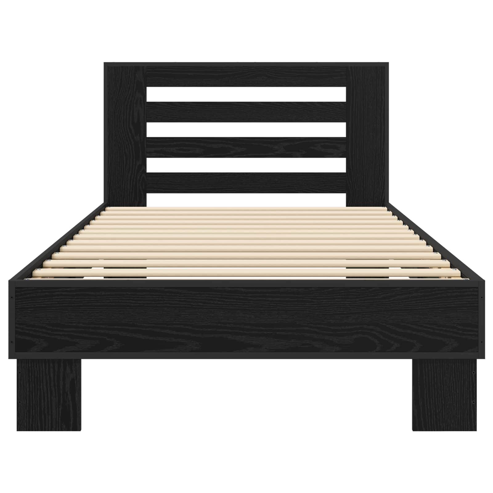 vidaXL Bettgestell mit Kopfteil Schwarze Eiche 80 x 200 cm