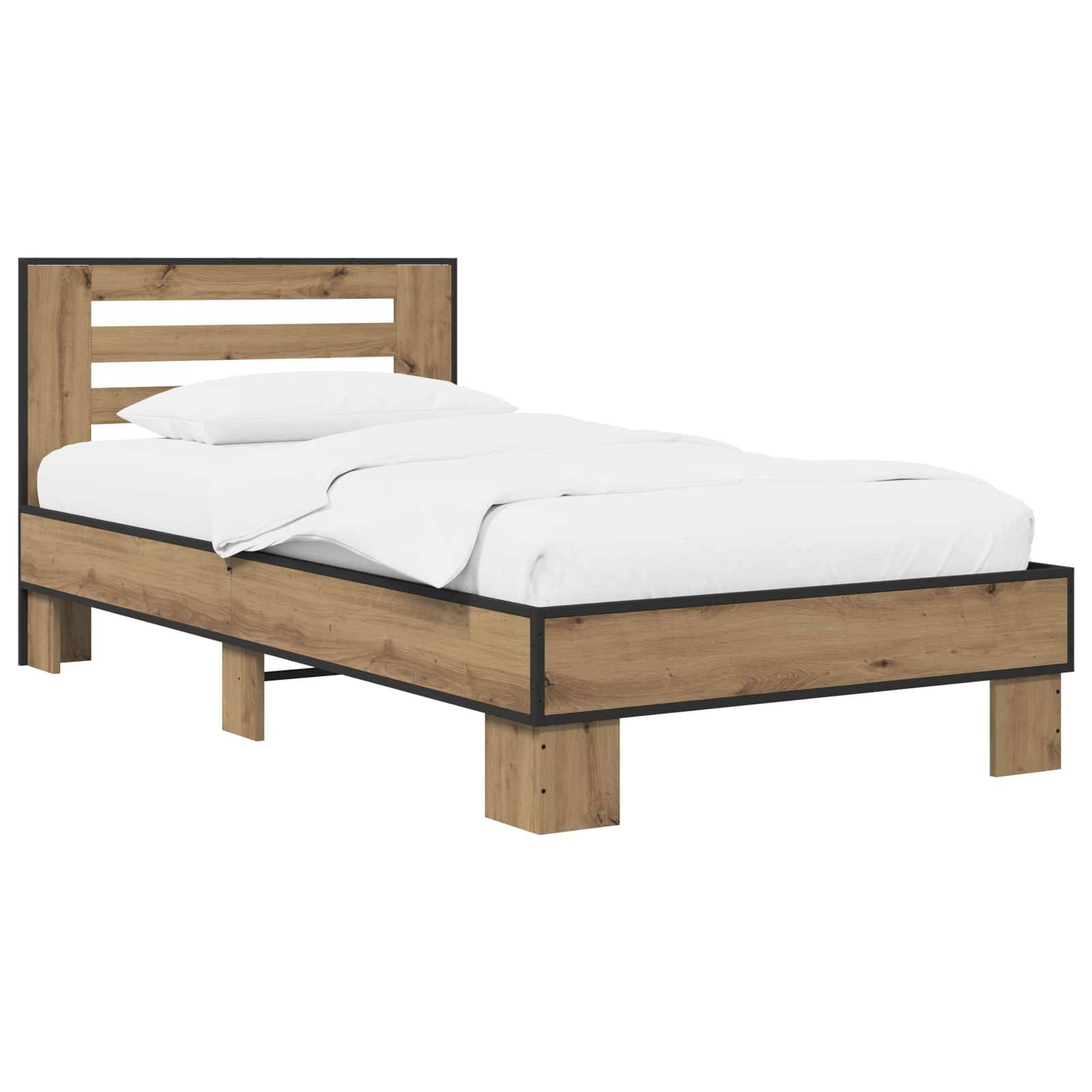 vidaXL Bettgestell mit Kopfteil Artisan-Eiche 80 x 200 cm