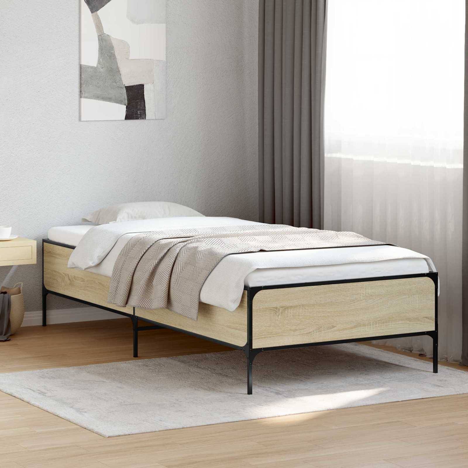 vidaXL Bettrahmen Sonoma-Eiche 80 x 200 cm Holzwerkstoff