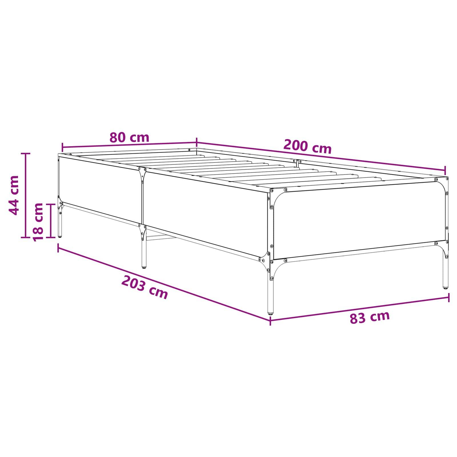 vidaXL Bettrahmen Sonoma-Eiche 80 x 200 cm Holzwerkstoff