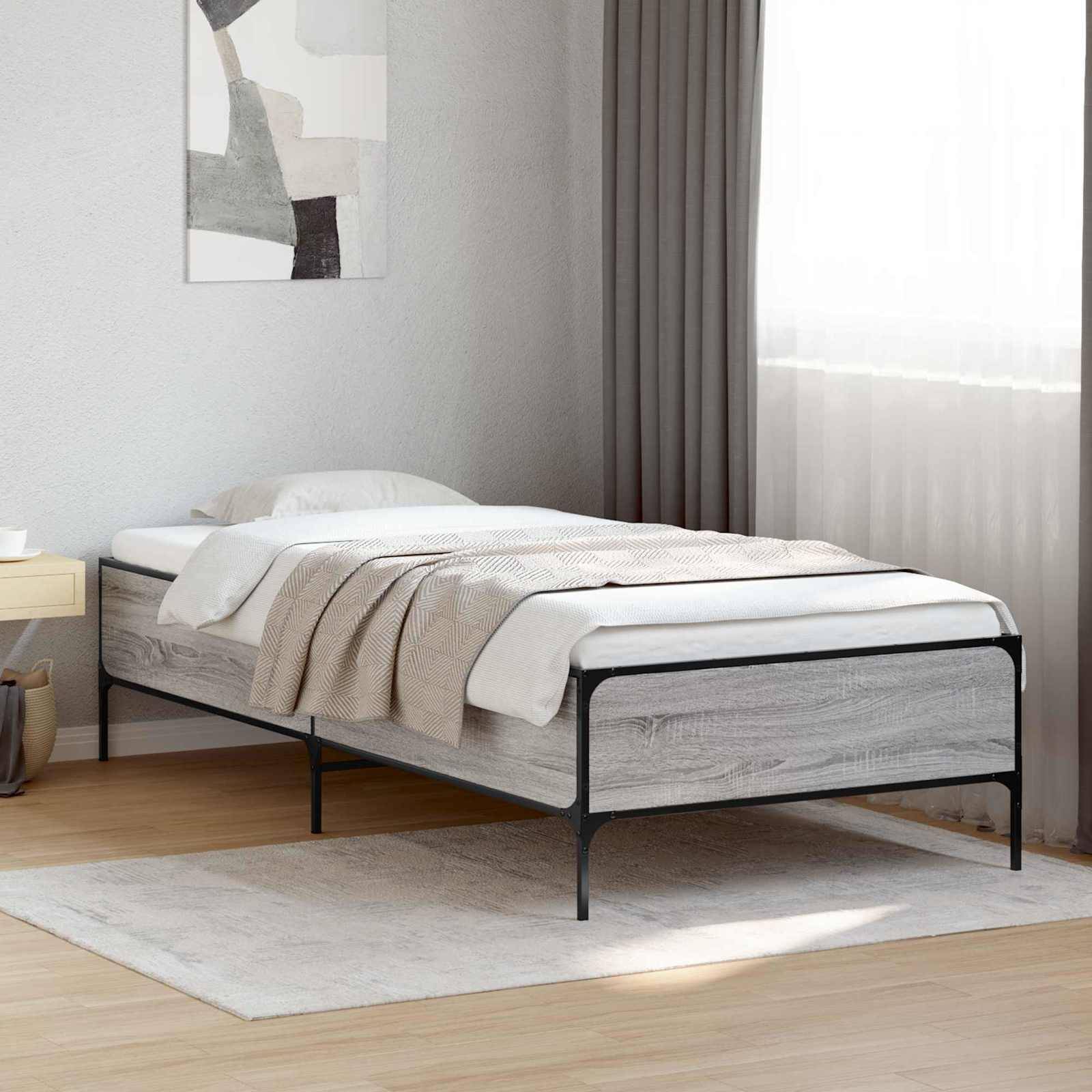 vidaXL Bettrahmen Grau Sonoma 80 x 200 cm Holzwerkstoff