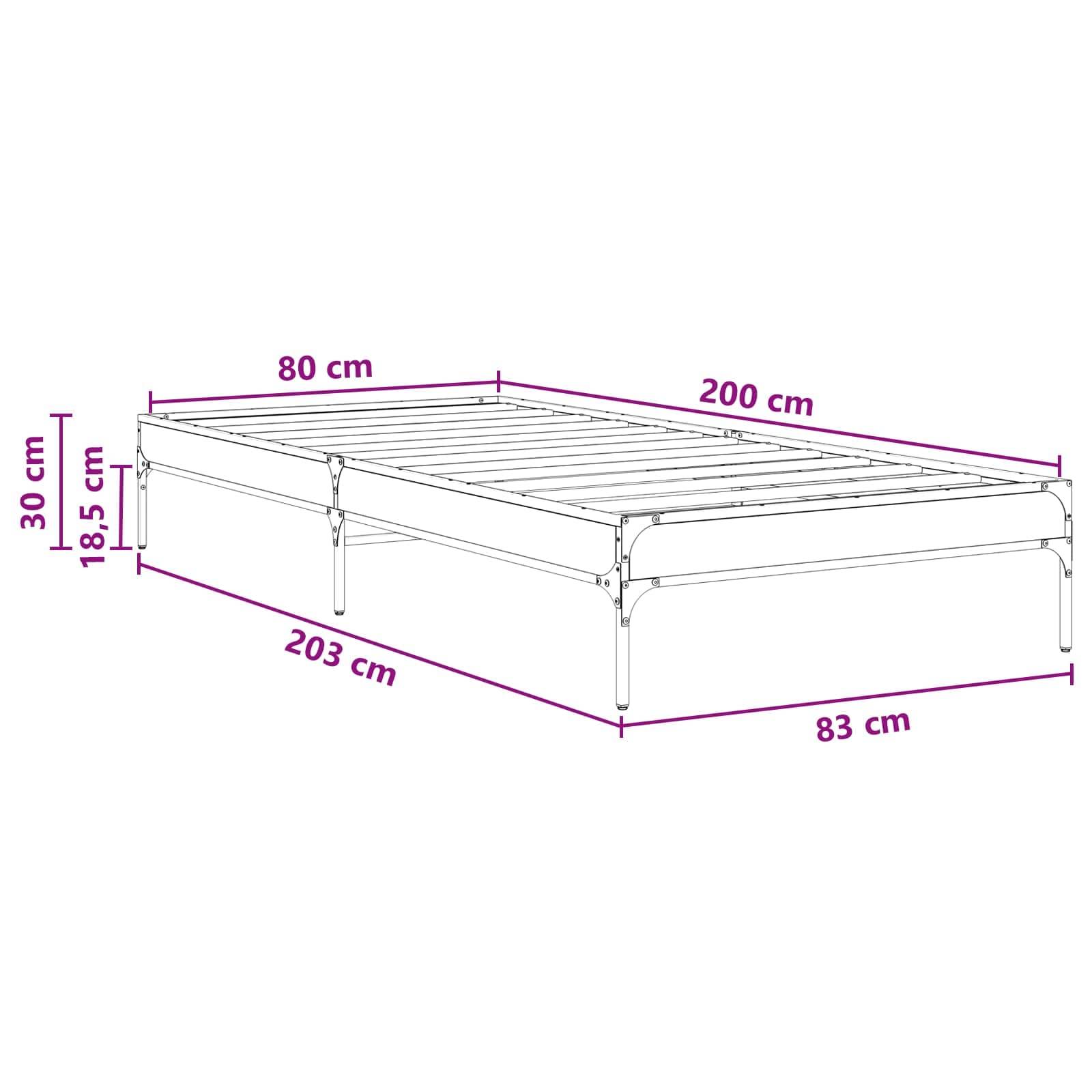 vidaXL Bettrahmen Altholz 80 x 200 cm Holzwerkstoff
