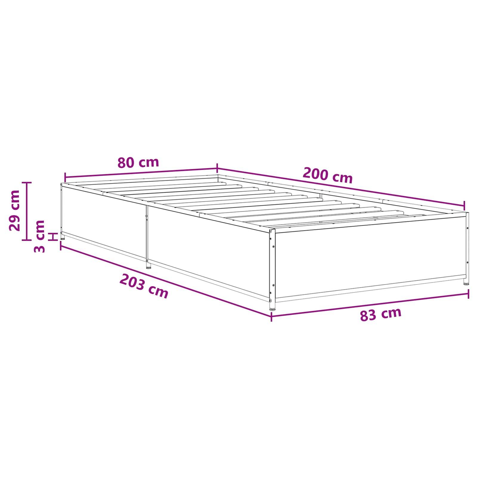 vidaXL Bettrahmen Artisan-Eiche 80 x 200 cm Holzwerkstoff