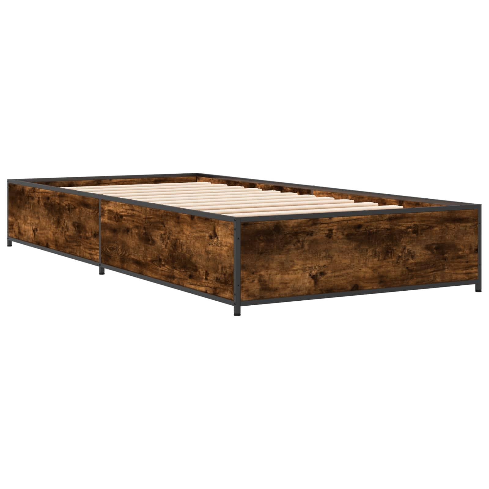vidaXL Bettrahmen Geräucherte Eiche 80 x 200 cm Holzwerkstoff