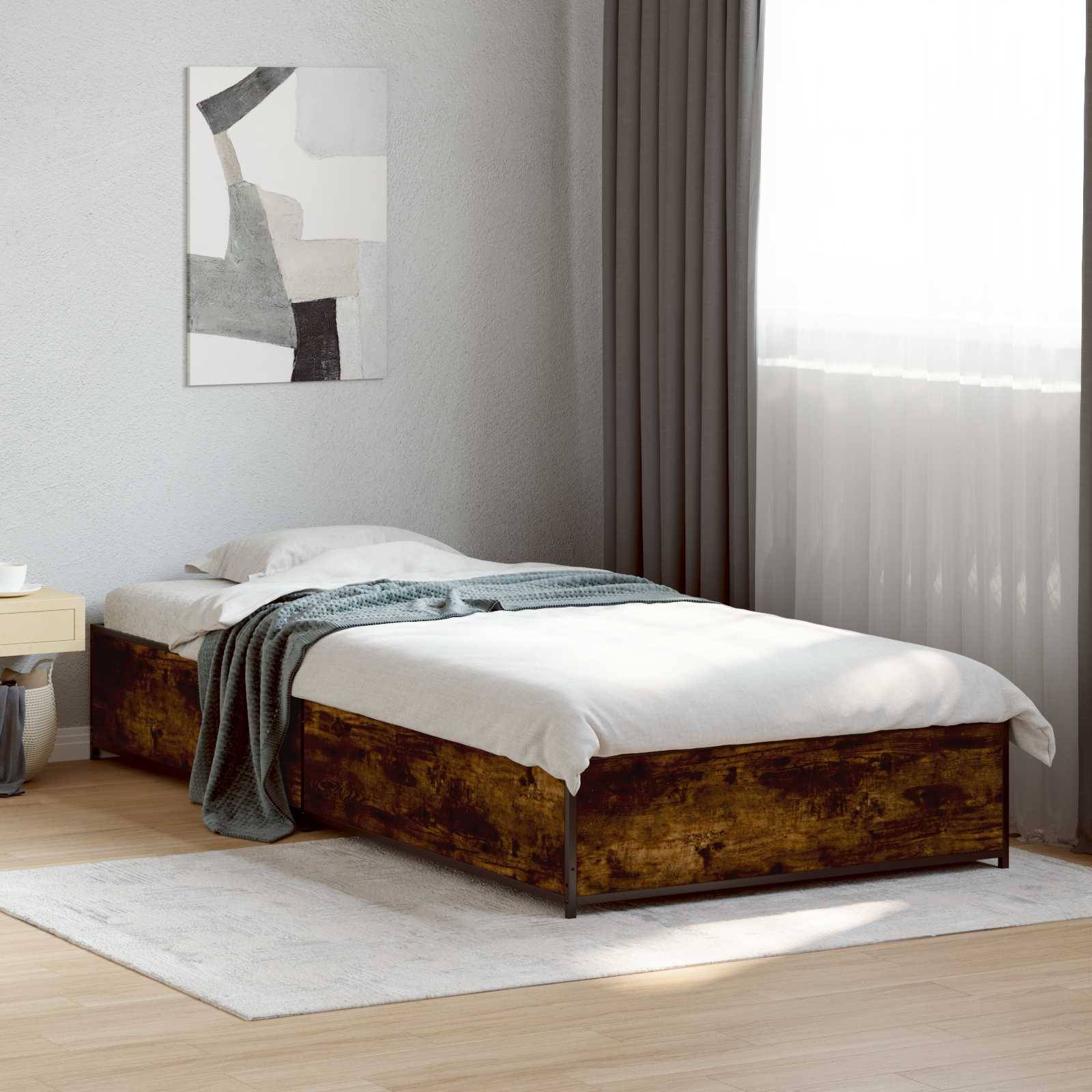 vidaXL Bettrahmen Geräucherte Eiche 80 x 200 cm Holzwerkstoff