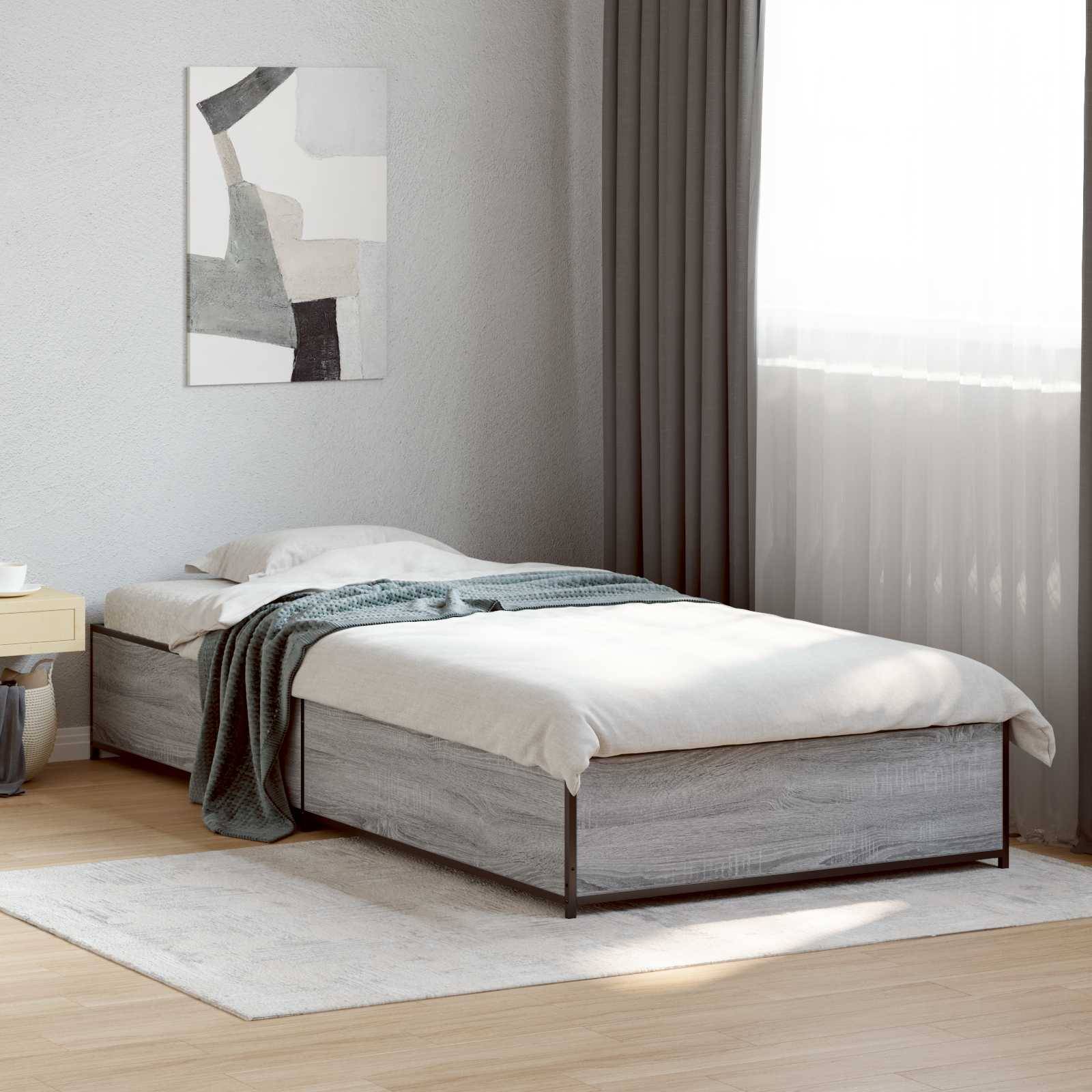 vidaXL Bettrahmen Grau Sonoma 80 x 200 cm Holzwerkstoff