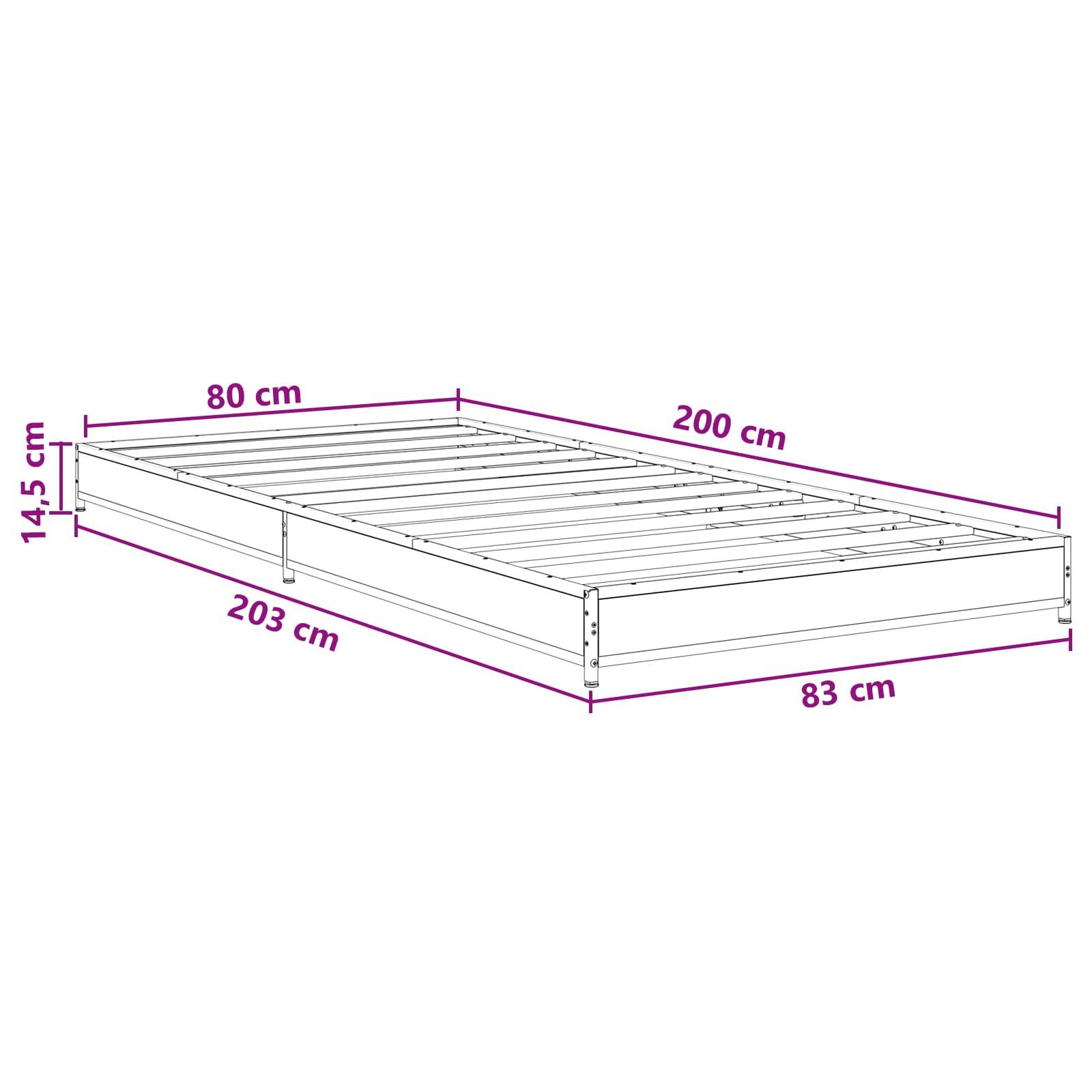vidaXL Bettrahmen Sonoma-Eiche 80 x 200 cm Holzwerkstoff