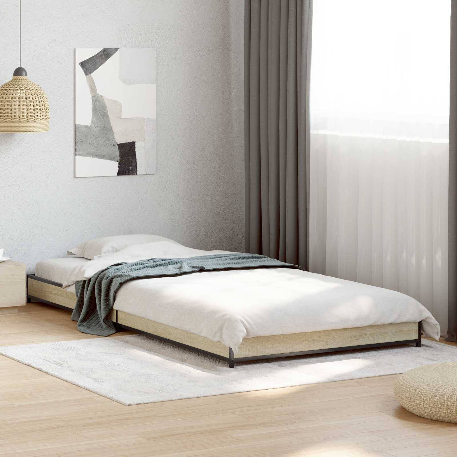 vidaXL Bettrahmen Sonoma-Eiche 80 x 200 cm Holzwerkstoff