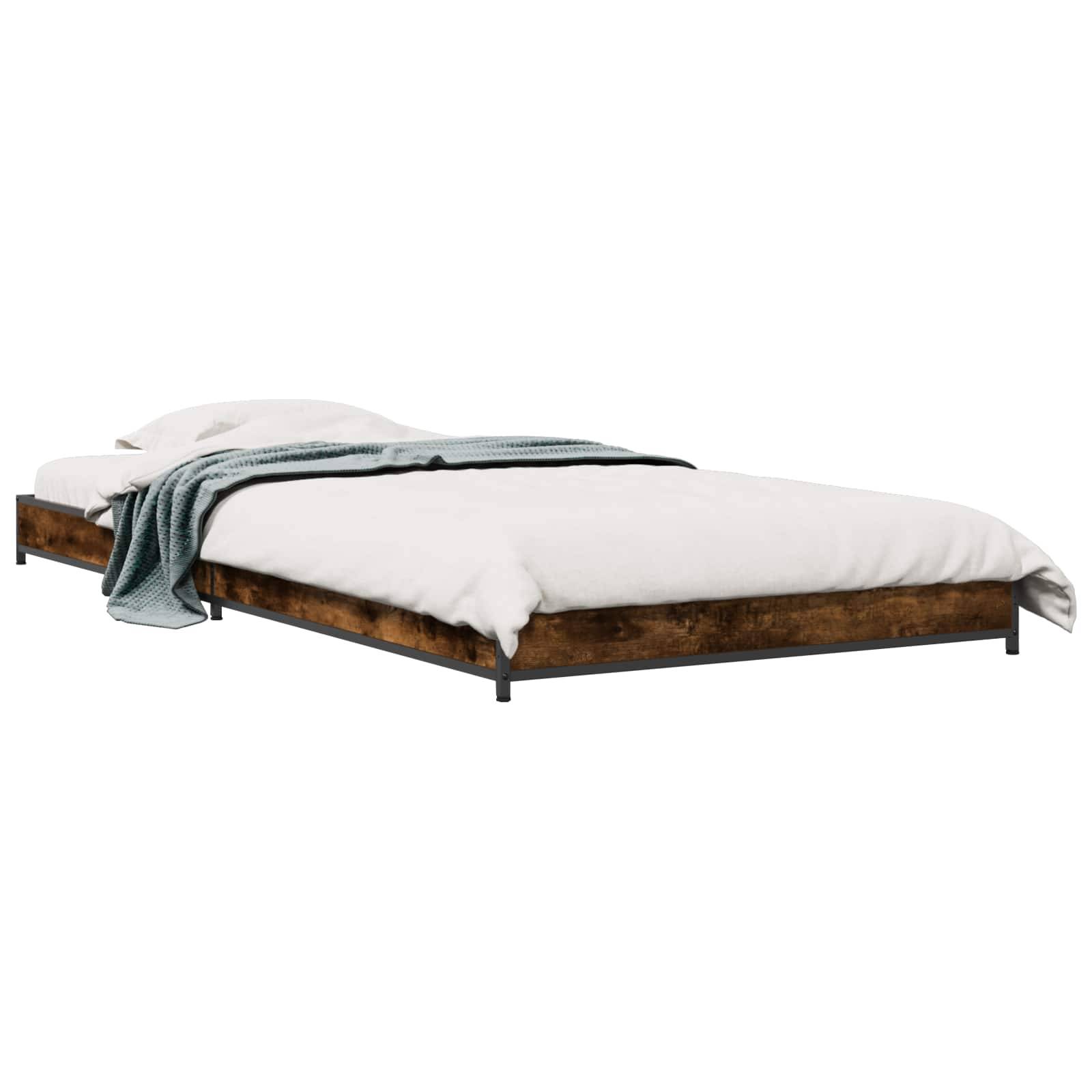 vidaXL Bettrahmen Geräucherte Eiche 80 x 200 cm Holzwerkstoff