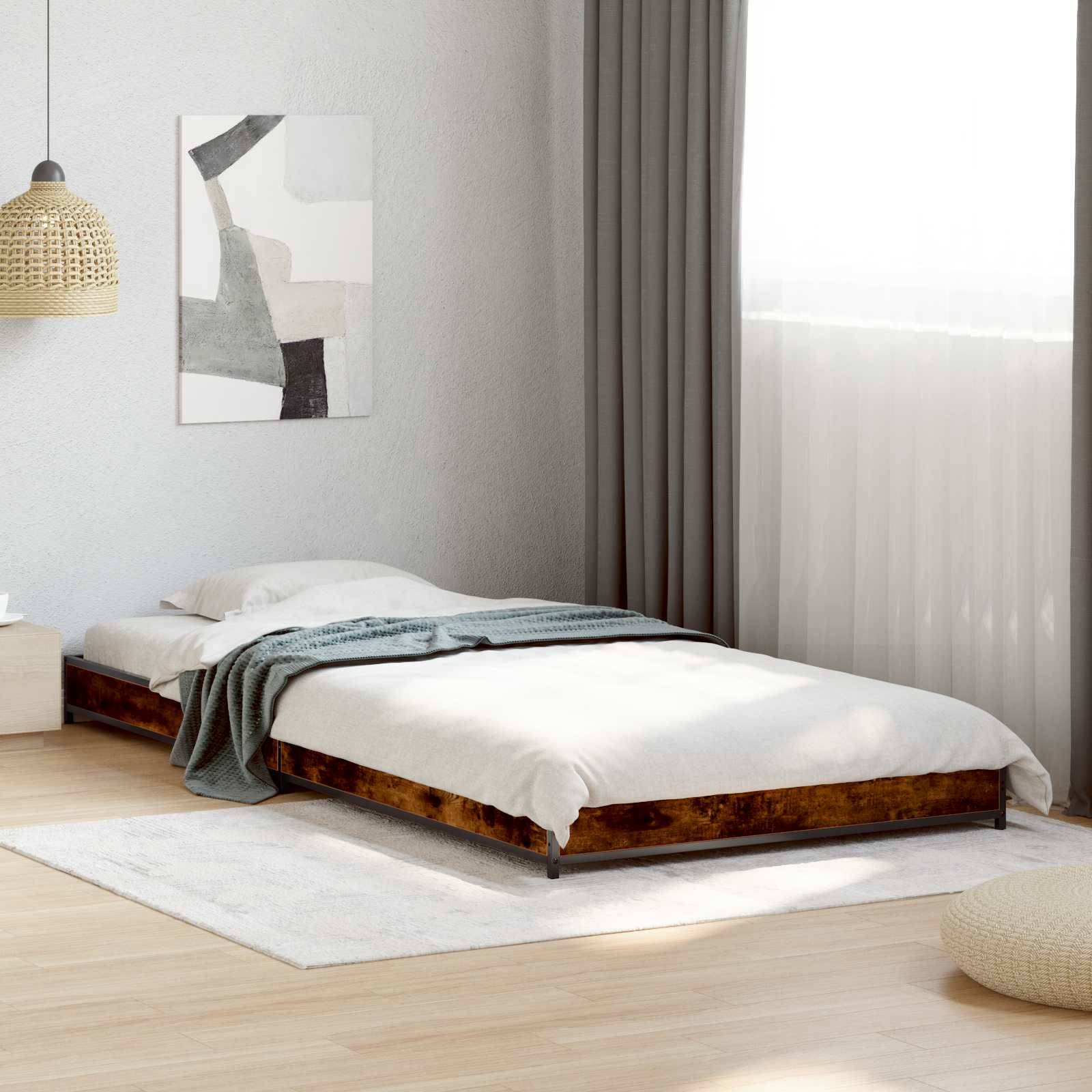 vidaXL Bettrahmen Geräucherte Eiche 80 x 200 cm Holzwerkstoff