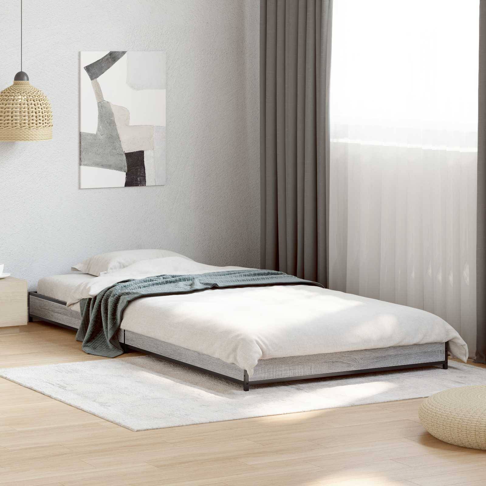 vidaXL Bettrahmen Grau Sonoma 80 x 200 cm Holzwerkstoff