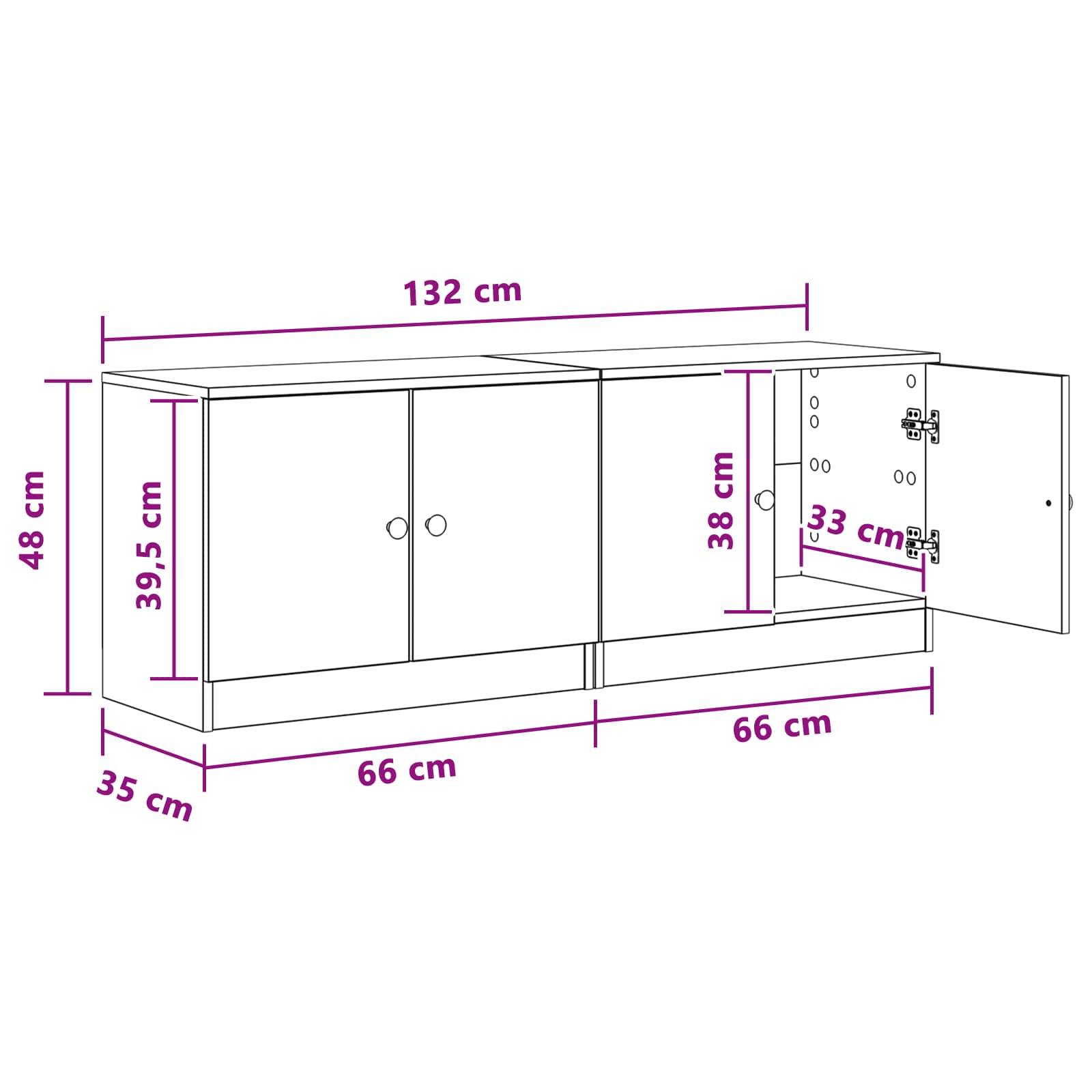vidaXL Bettschrank mit Tür 2 pcs Altholz 66 x 35 x 48 cm Holzwerkstoff