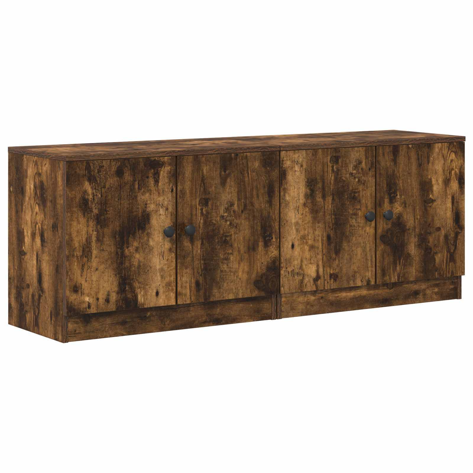 vidaXL Bettschrank mit Tür 2 pcs Geräucherte Eiche 66 x 35 x 48 cm