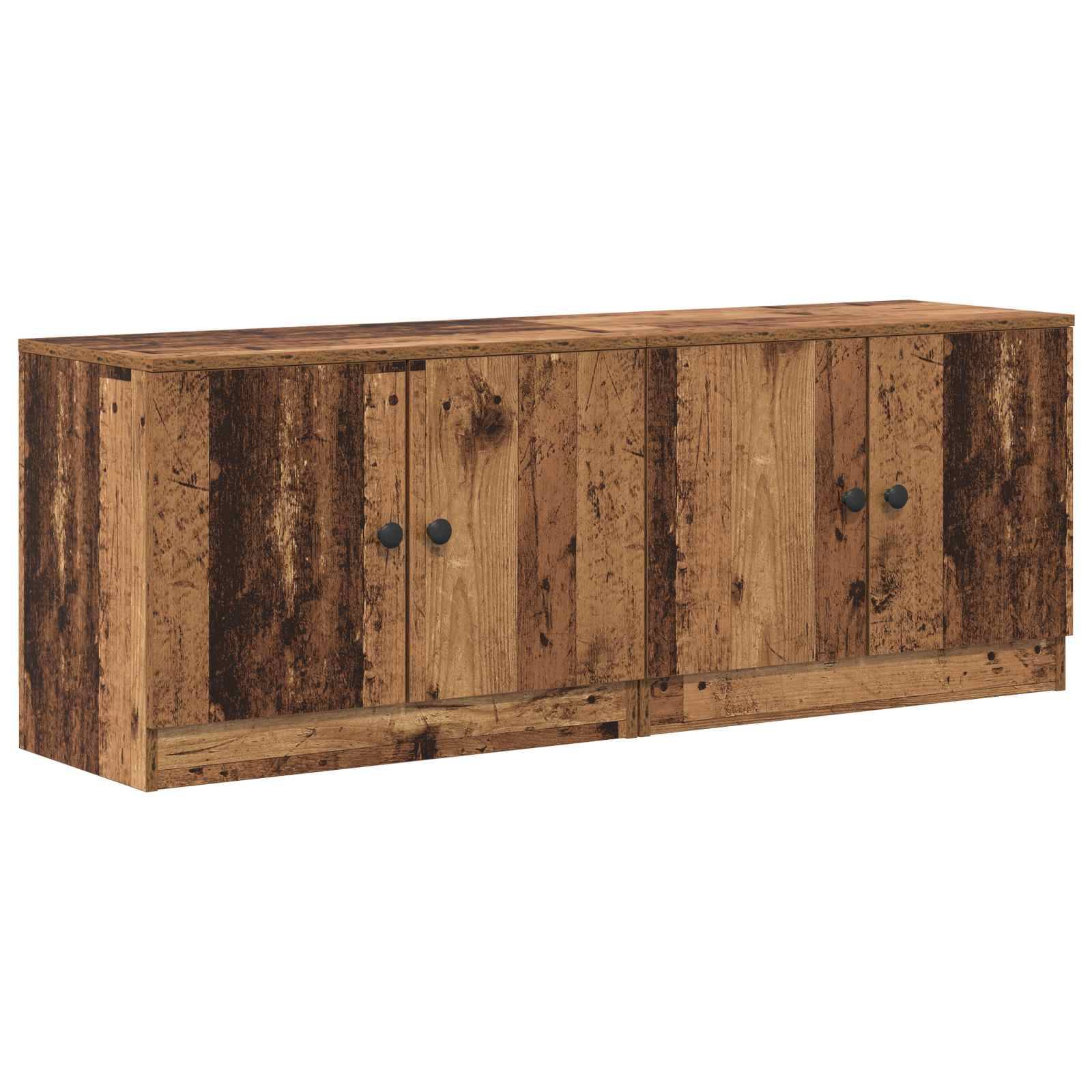 vidaXL Bettschrank mit Tür 2 pcs Altholz 66 x 35 x 48 cm Holzwerkstoff