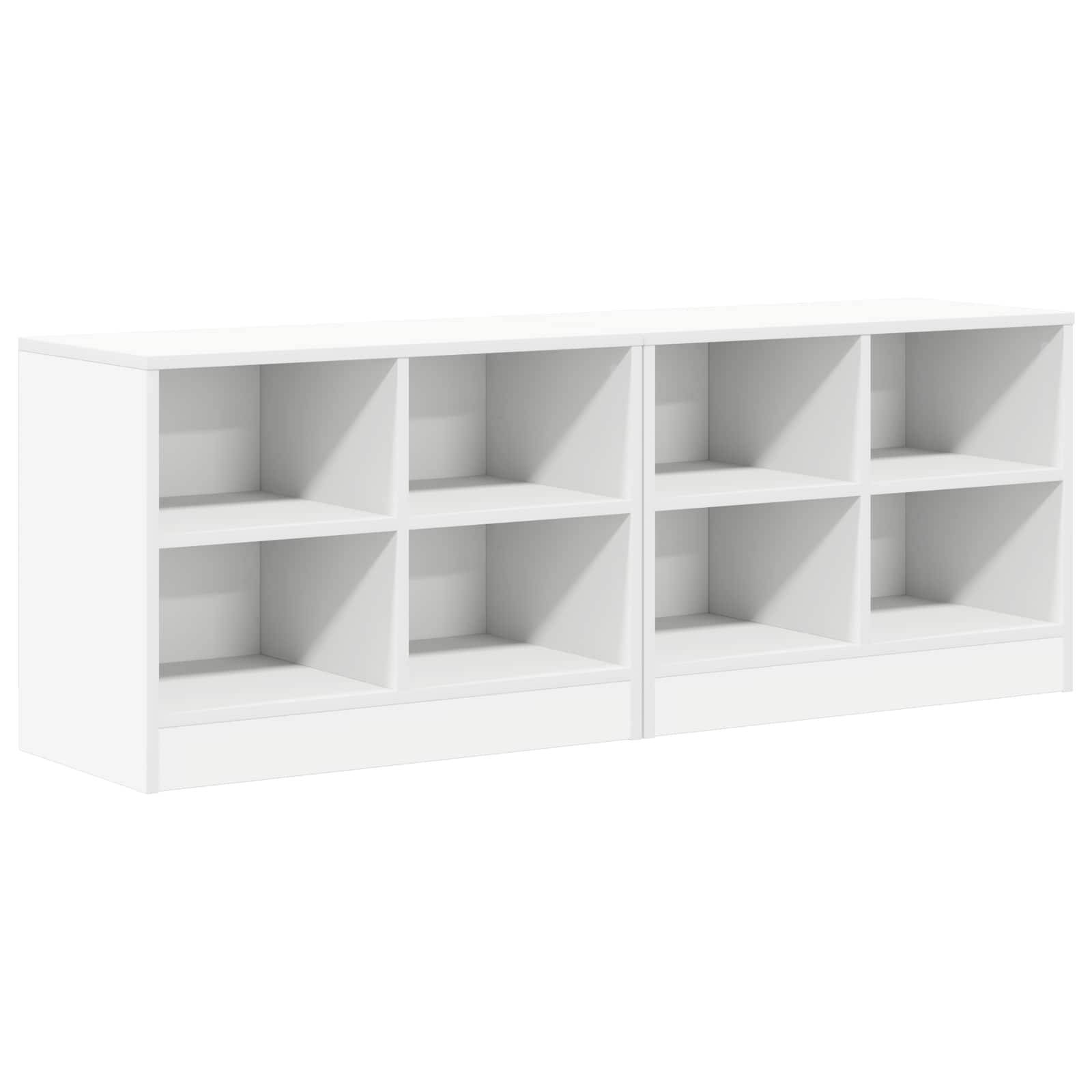 vidaXL Bettschrank mit Regal 2 pcs Weiß 66 x 33 x 48 cm Holzwerkstoff