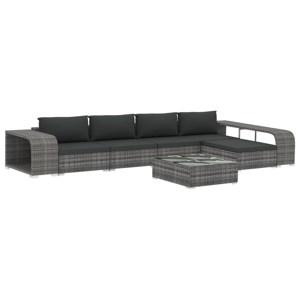 vidaXL 8-tlg. Garten-Lounge-Set mit Auflagen Poly Rattan Grau