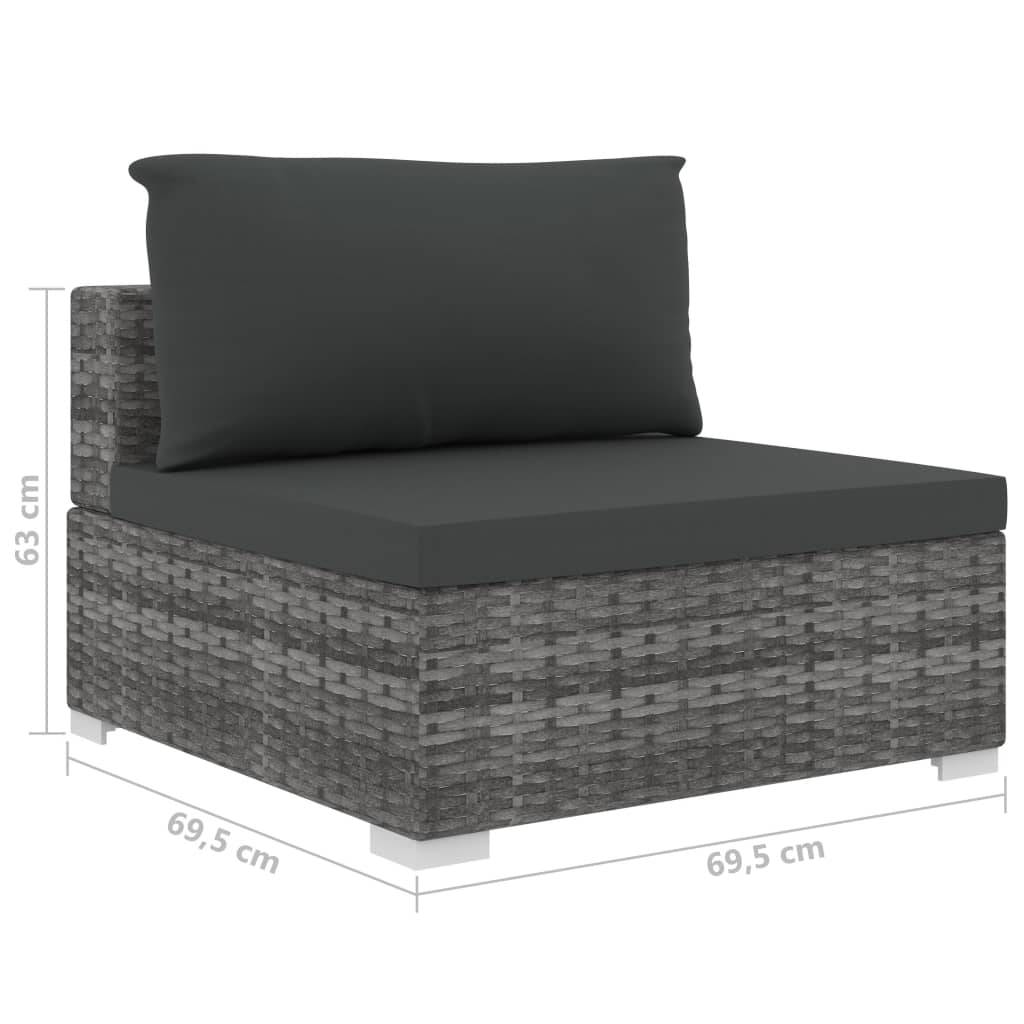 vidaXL 8-tlg. Garten-Lounge-Set mit Auflagen Poly Rattan Grau