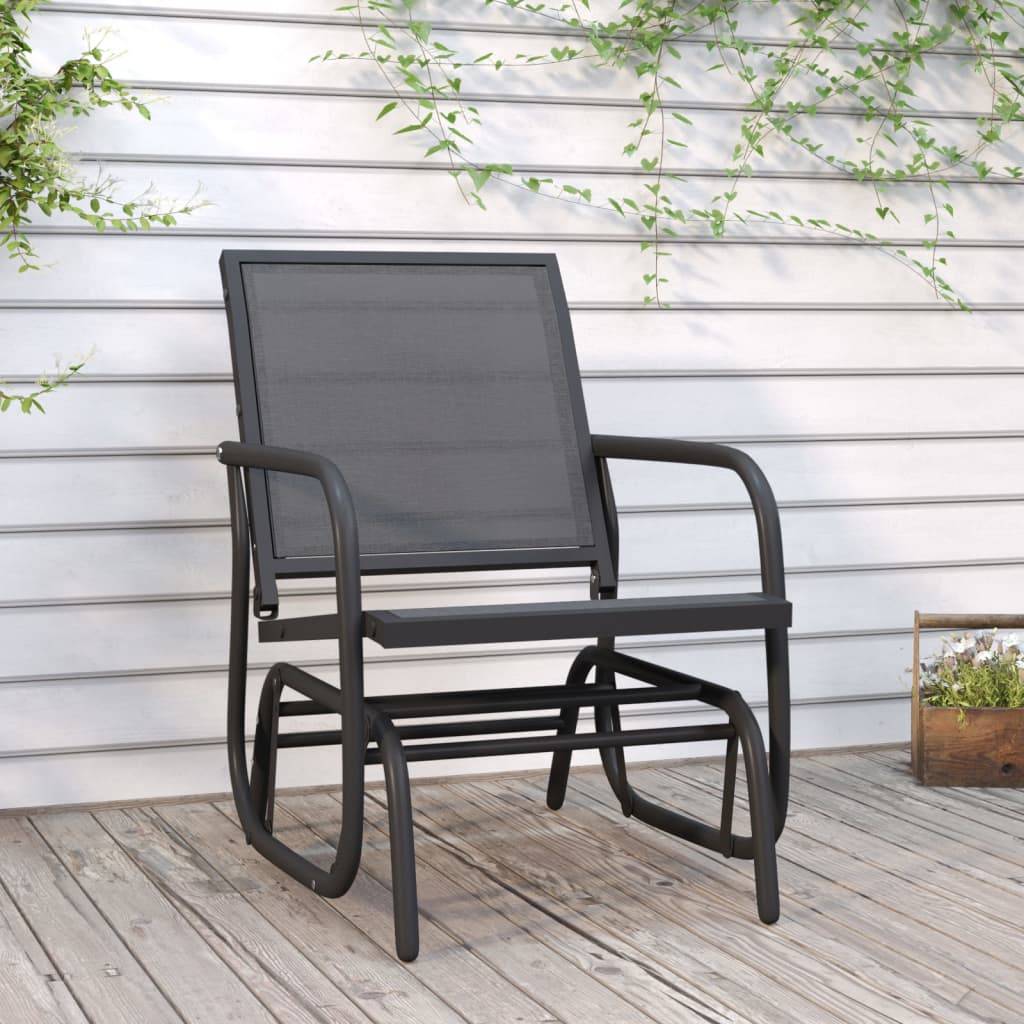 vidaXL Garten-Schaukelstuhl Schwarz 61x76x87 cm Textilene & Stahl